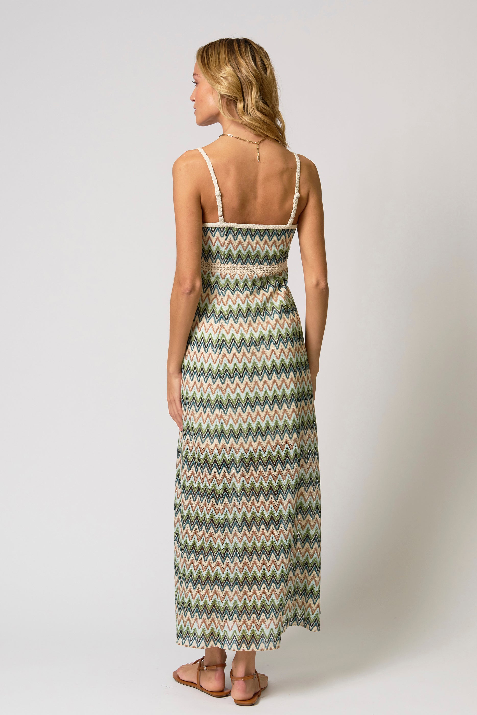 Celine Rainbow Crochet Maxi Dres