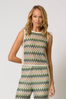 Celine Rainbow Crochet Button Back Shell