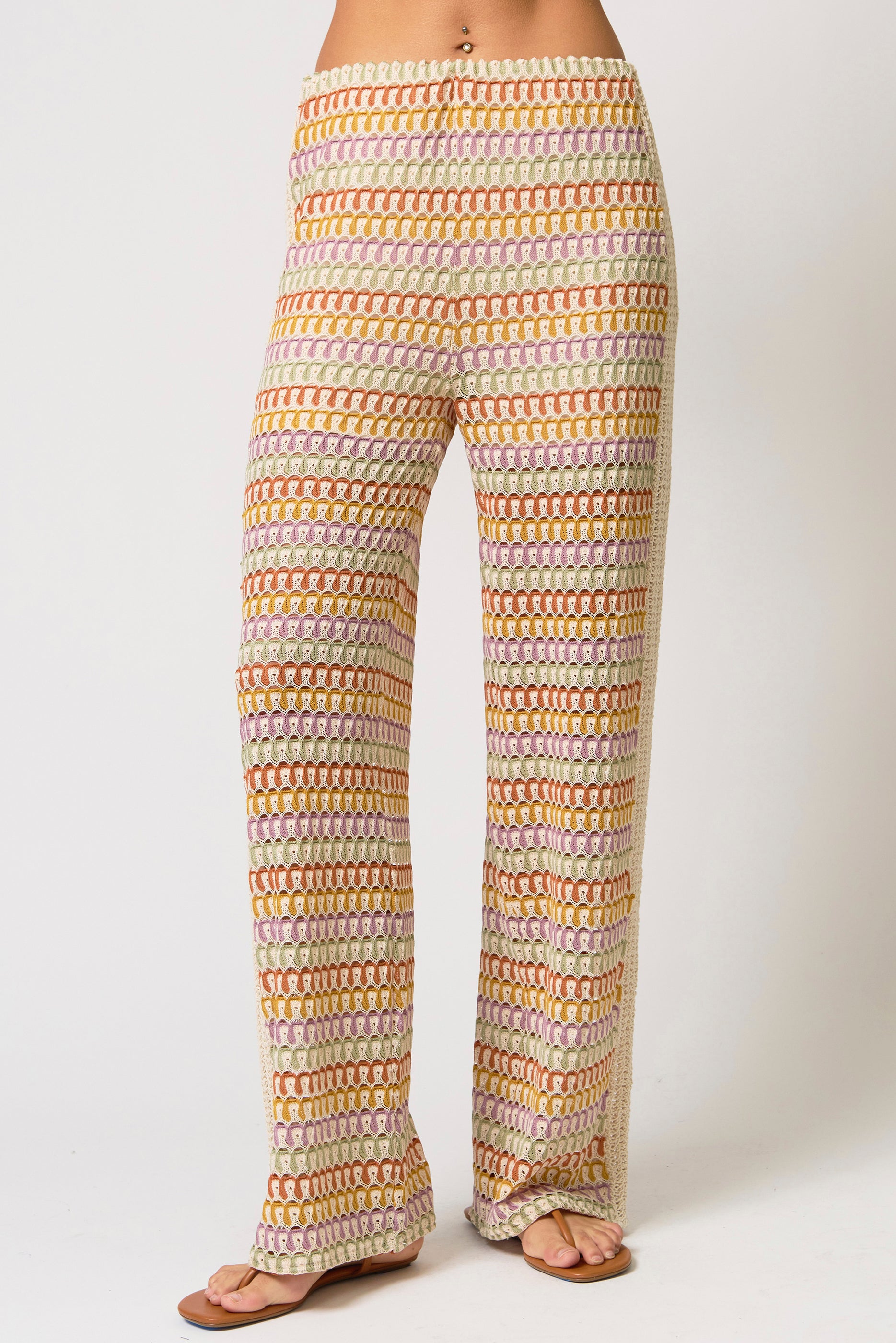 Celine Rainbow Crochet Mid Rise Pants