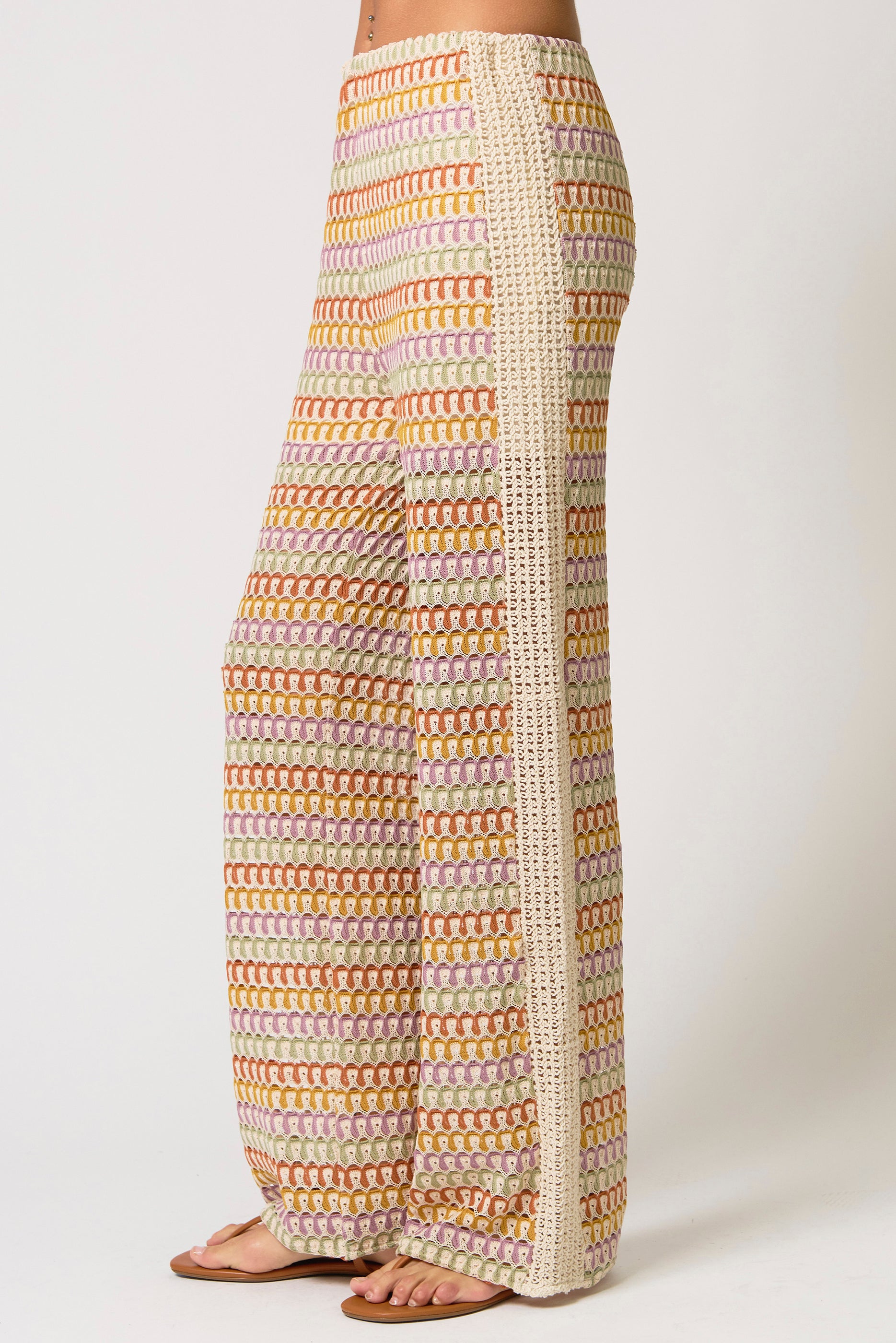 Celine Rainbow Crochet Mid Rise Pants