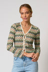 Celine Rainbow Crochet Button Front Cardigan