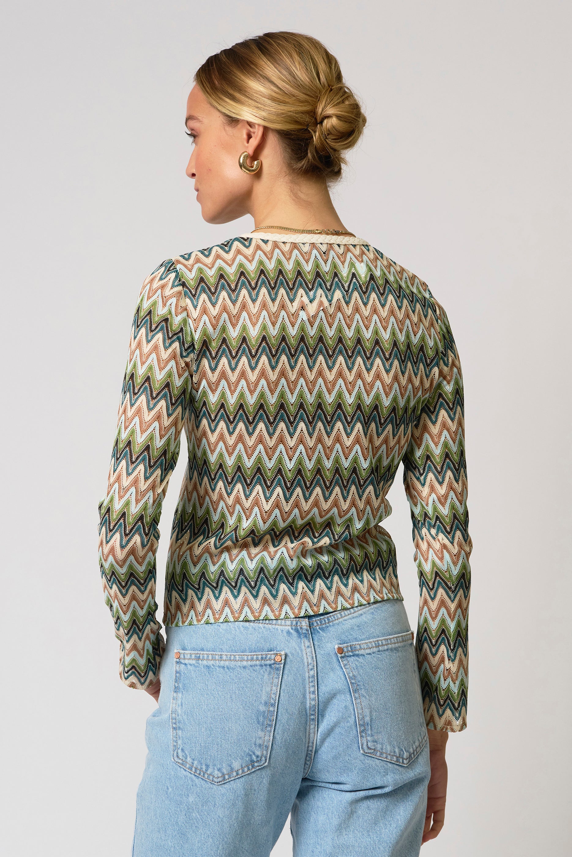 Celine Rainbow Crochet Button Front Cardigan