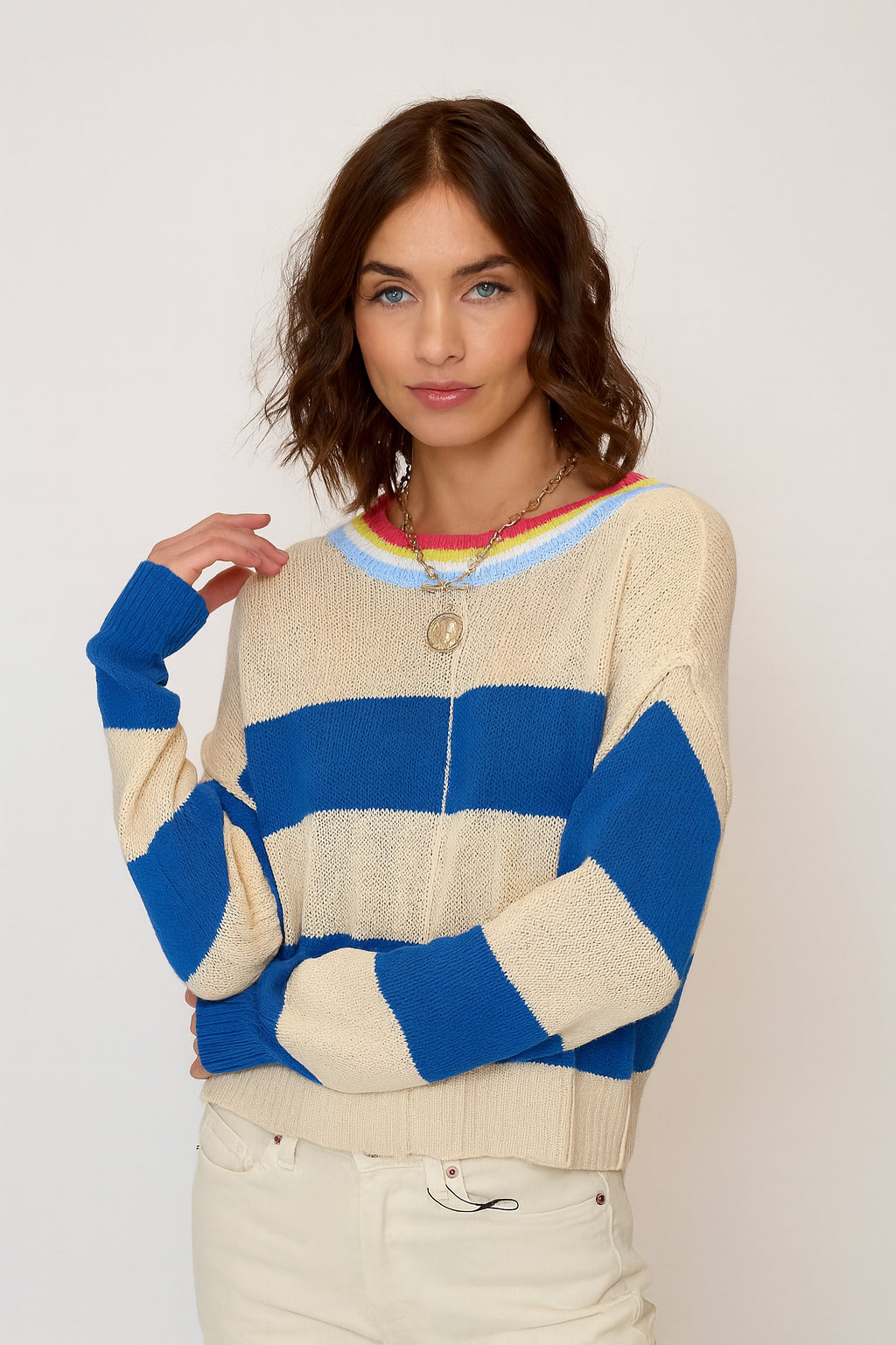 Liana Long Sleeve Striped Sweater