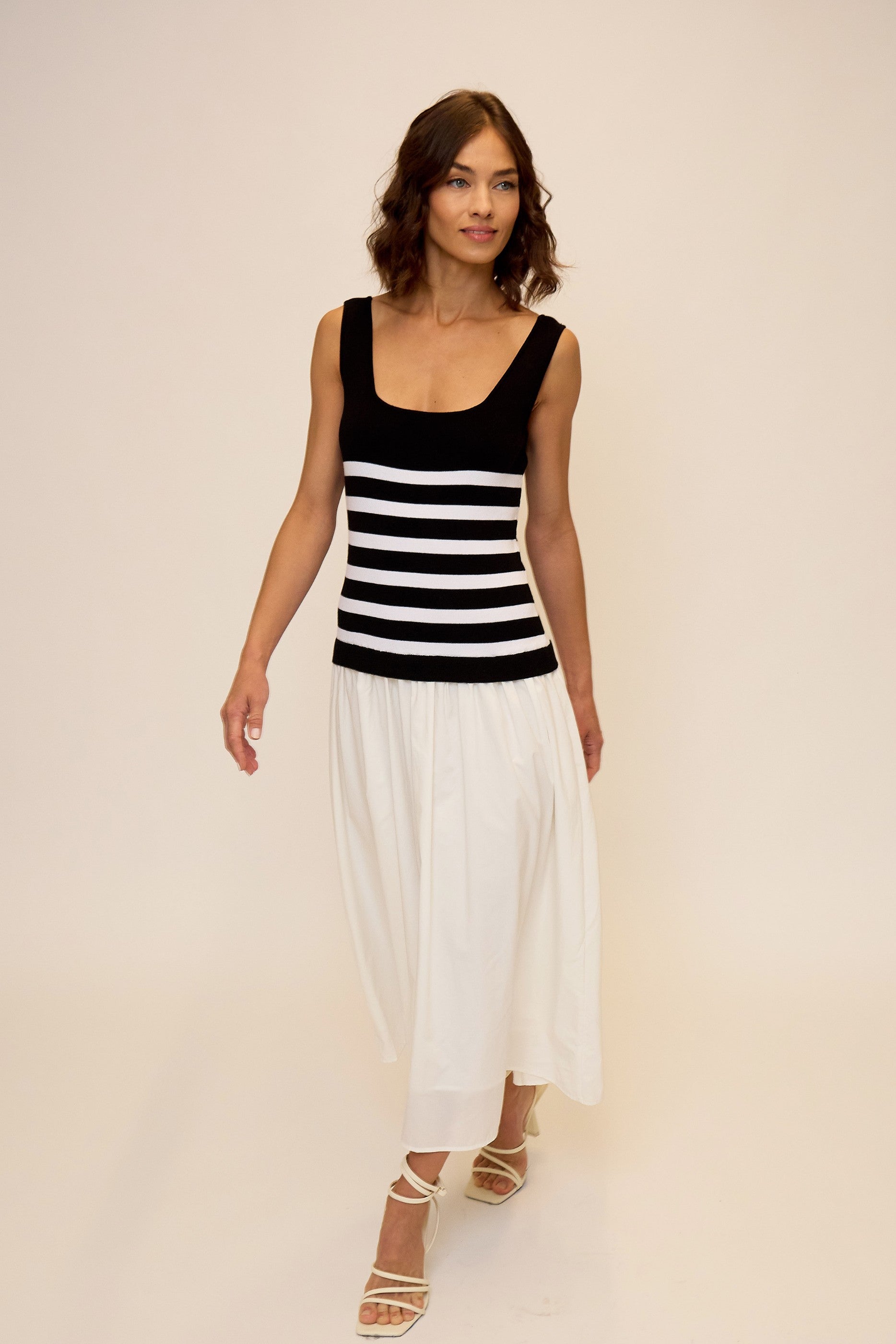 Sienna Squareneck Twofer Midi Dress