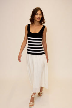 Sienna Squareneck Twofer Midi Dress