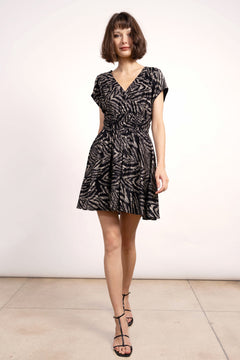 Candace V-Neck Charmeuse Fit And Flare Mini D