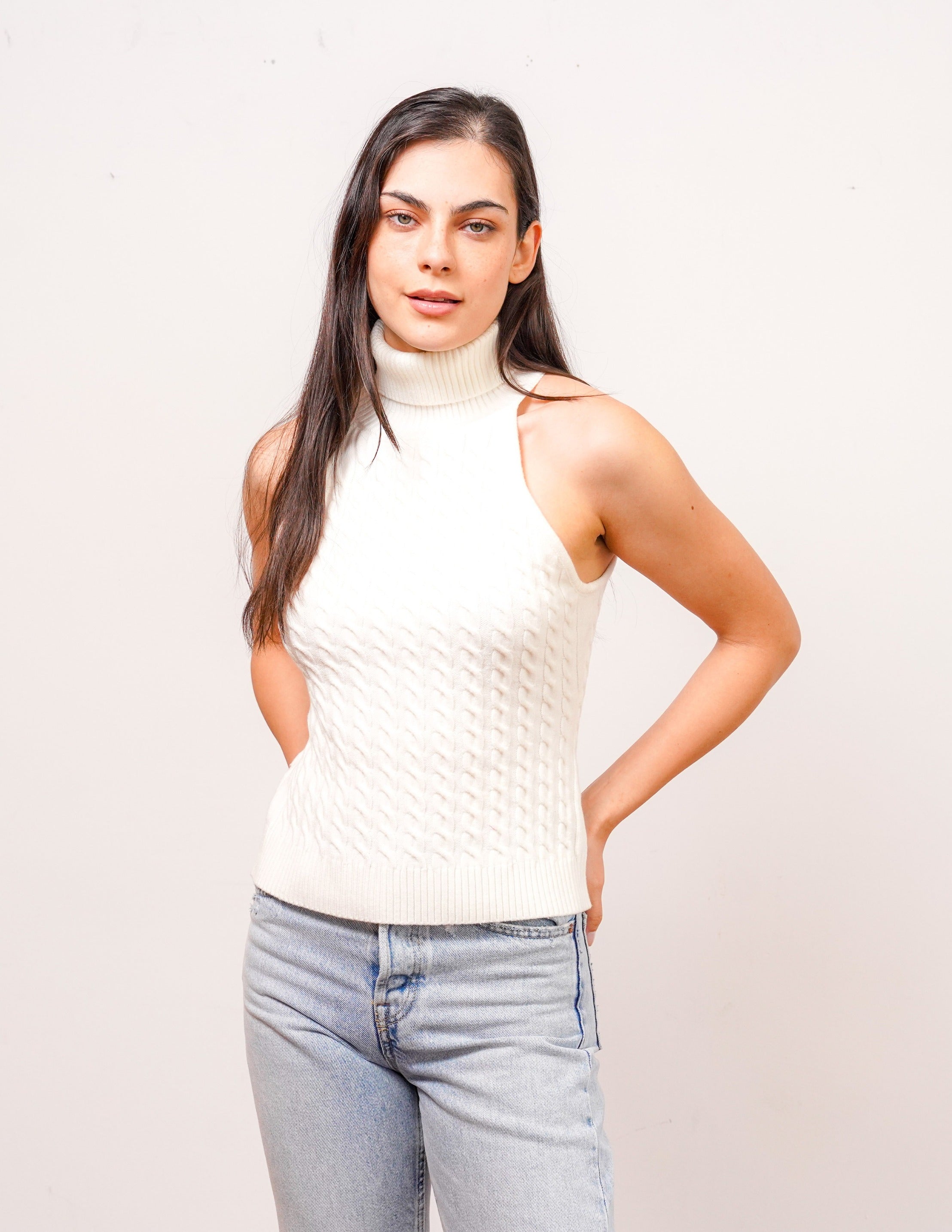 Ambrose Cable Sleeveless Turtleneck