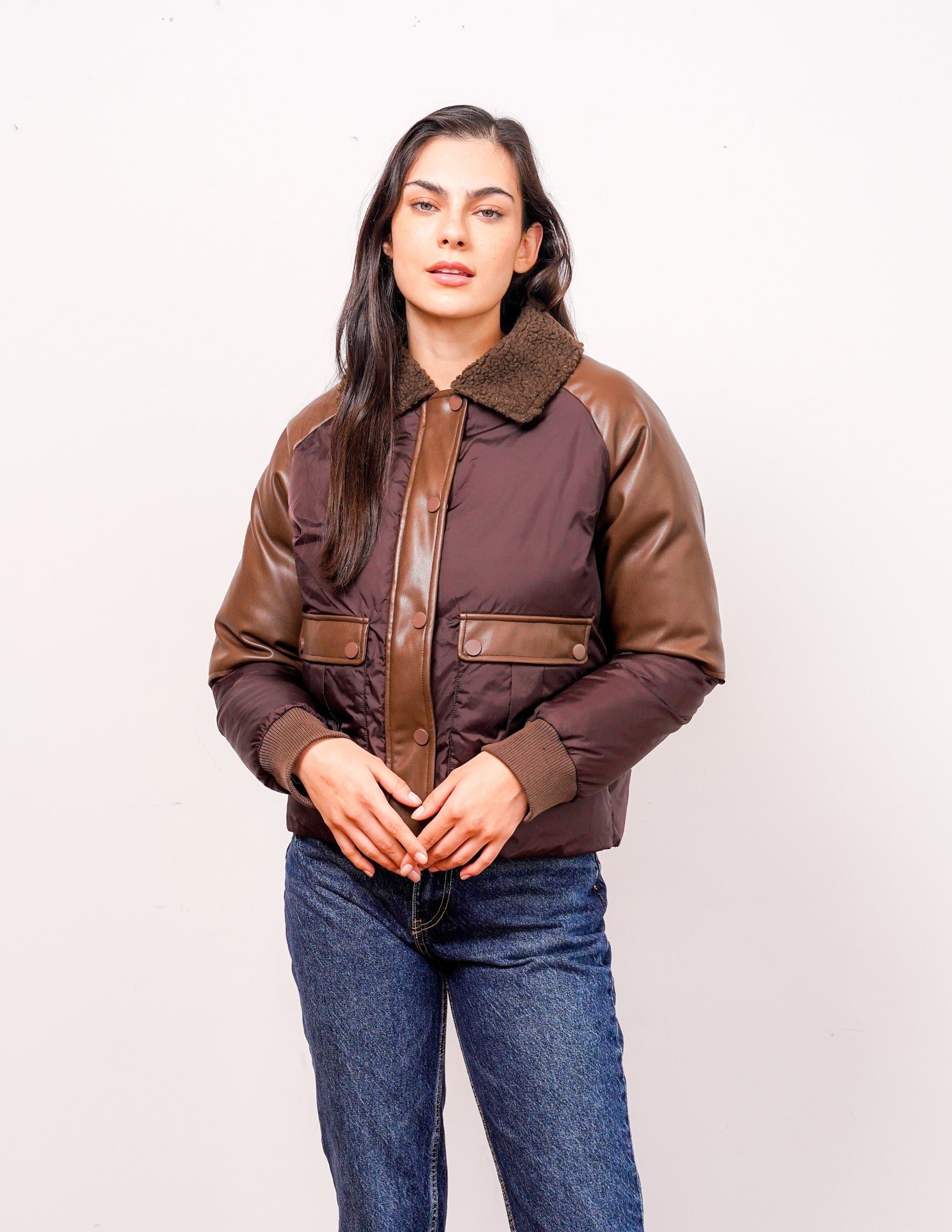 Raye Sherpa Trim Puffer