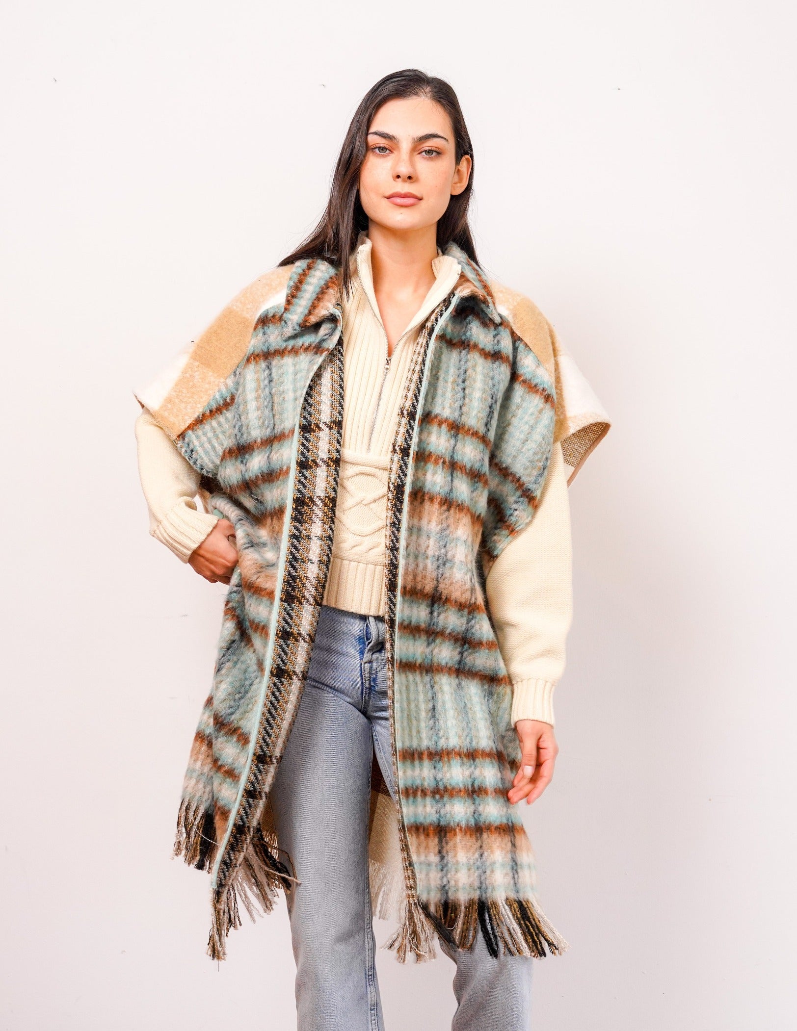 Johnnie Plaid Open Front Shacket