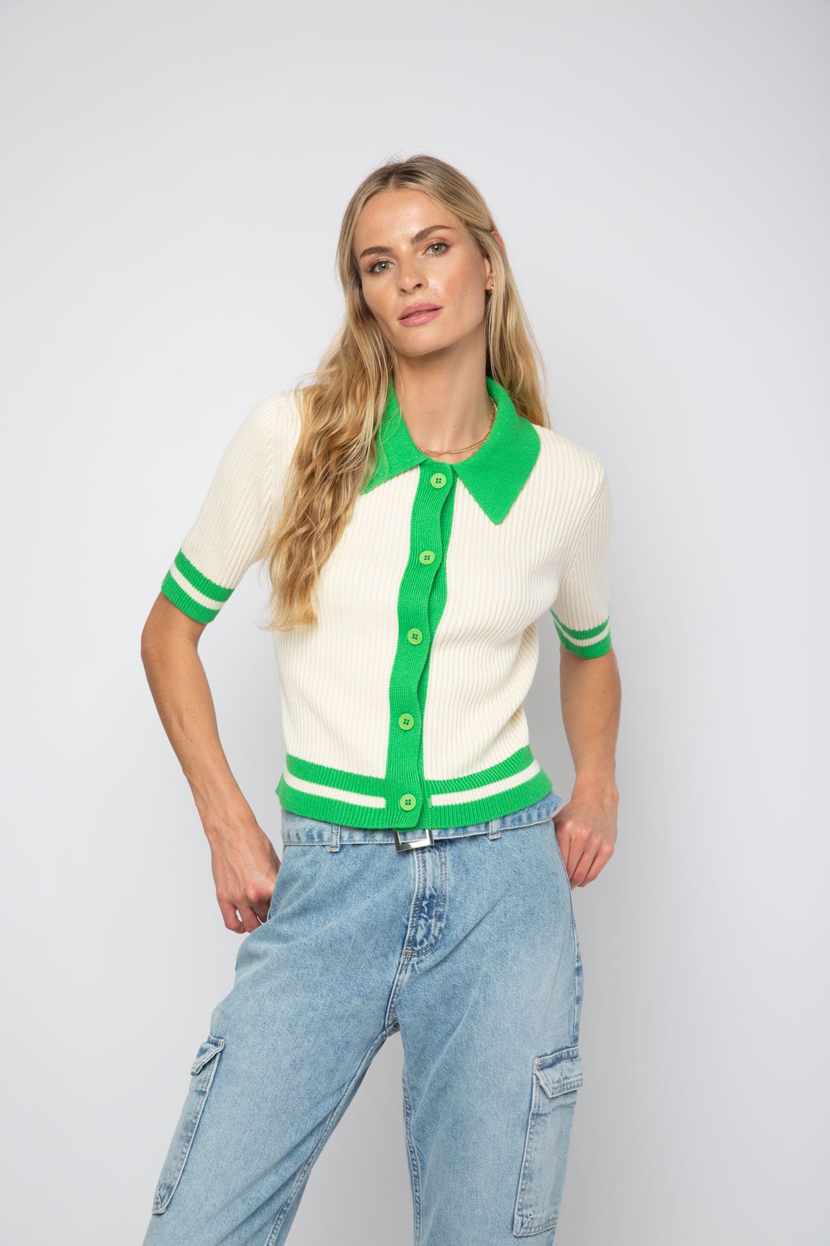 Button Down S/S Cardigan