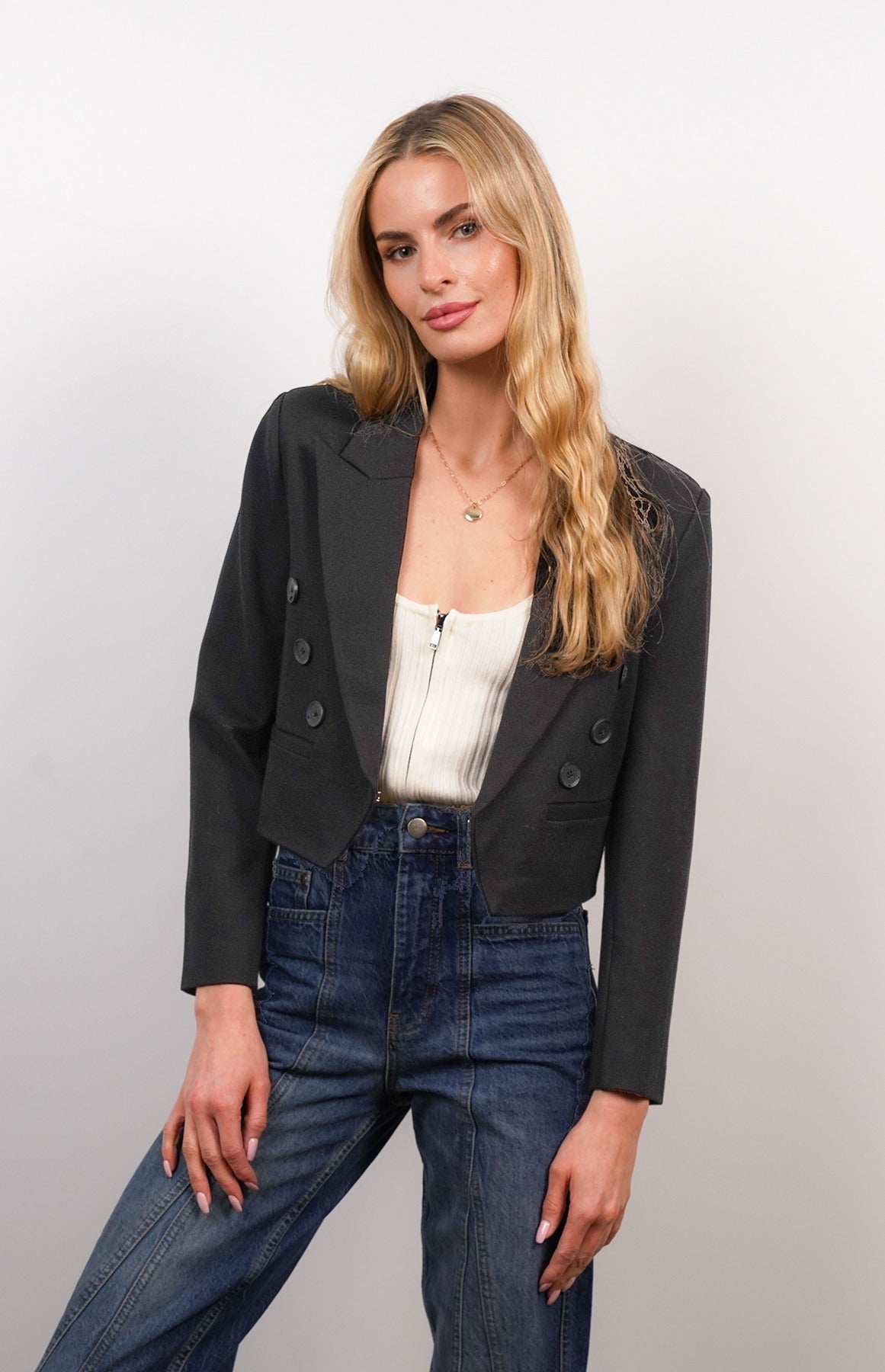 Jamie Kissing Crop Double Breasted Blazer