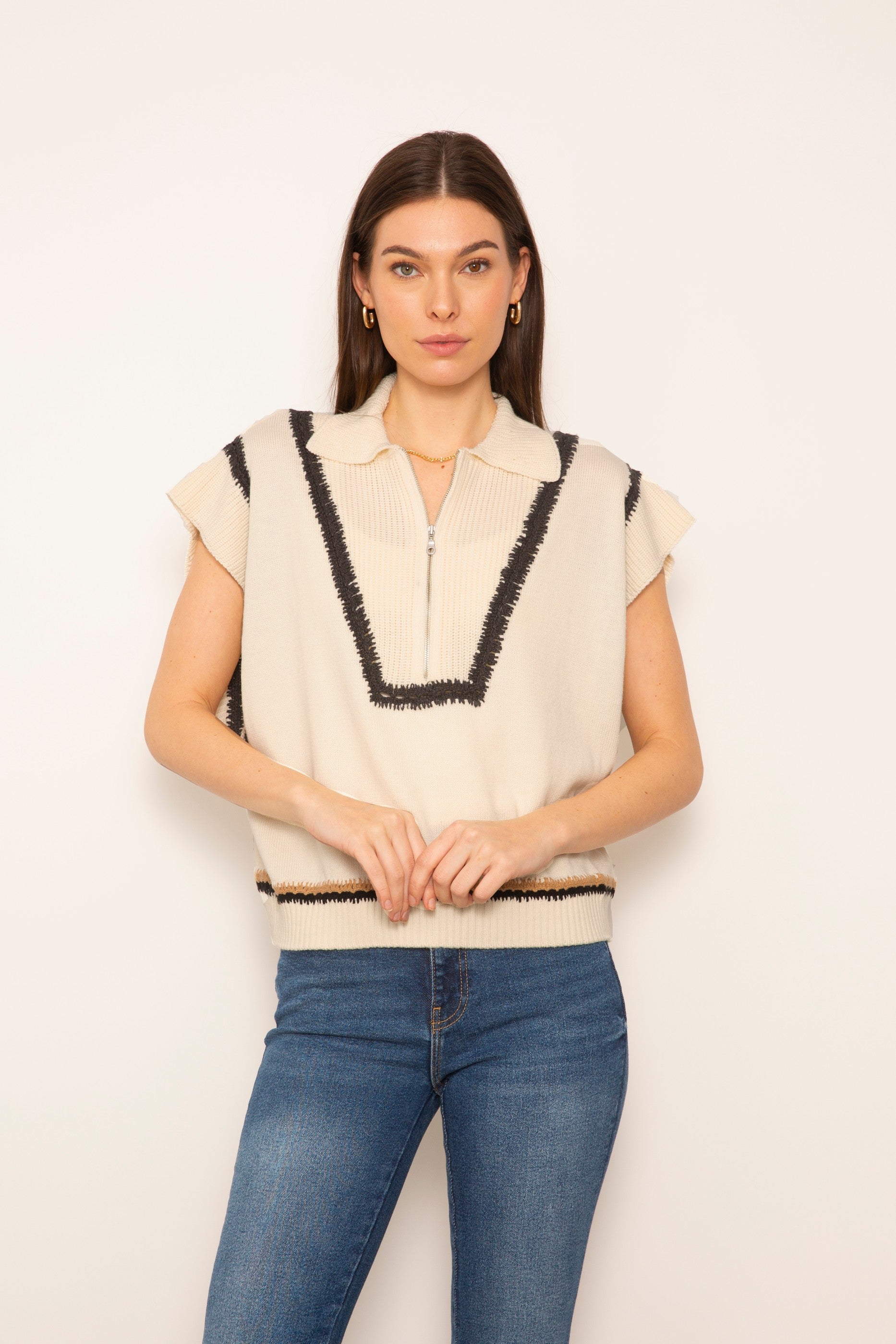 Jules Crochet Accent Half Zip