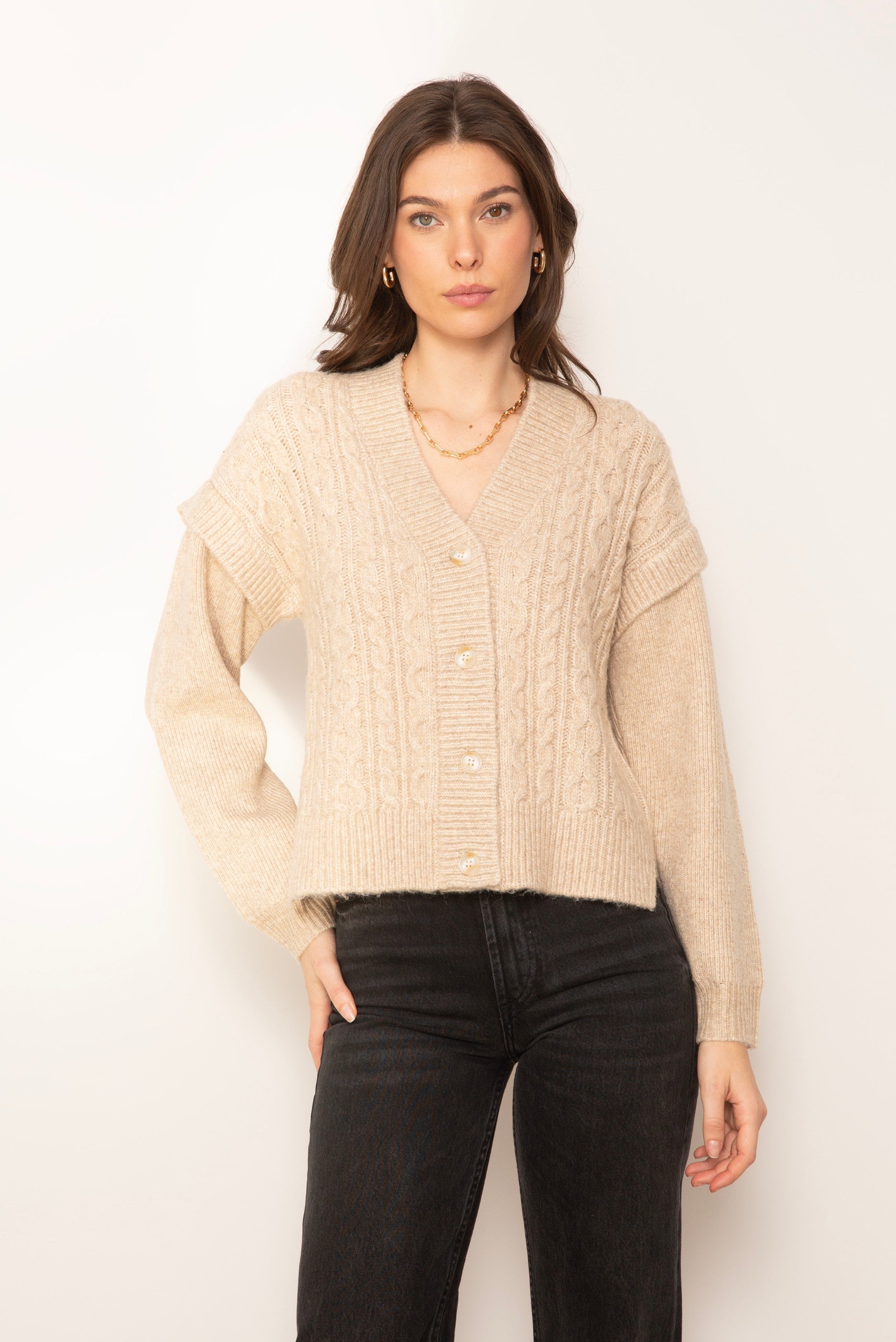 Myles High Low Cabled Cardigan