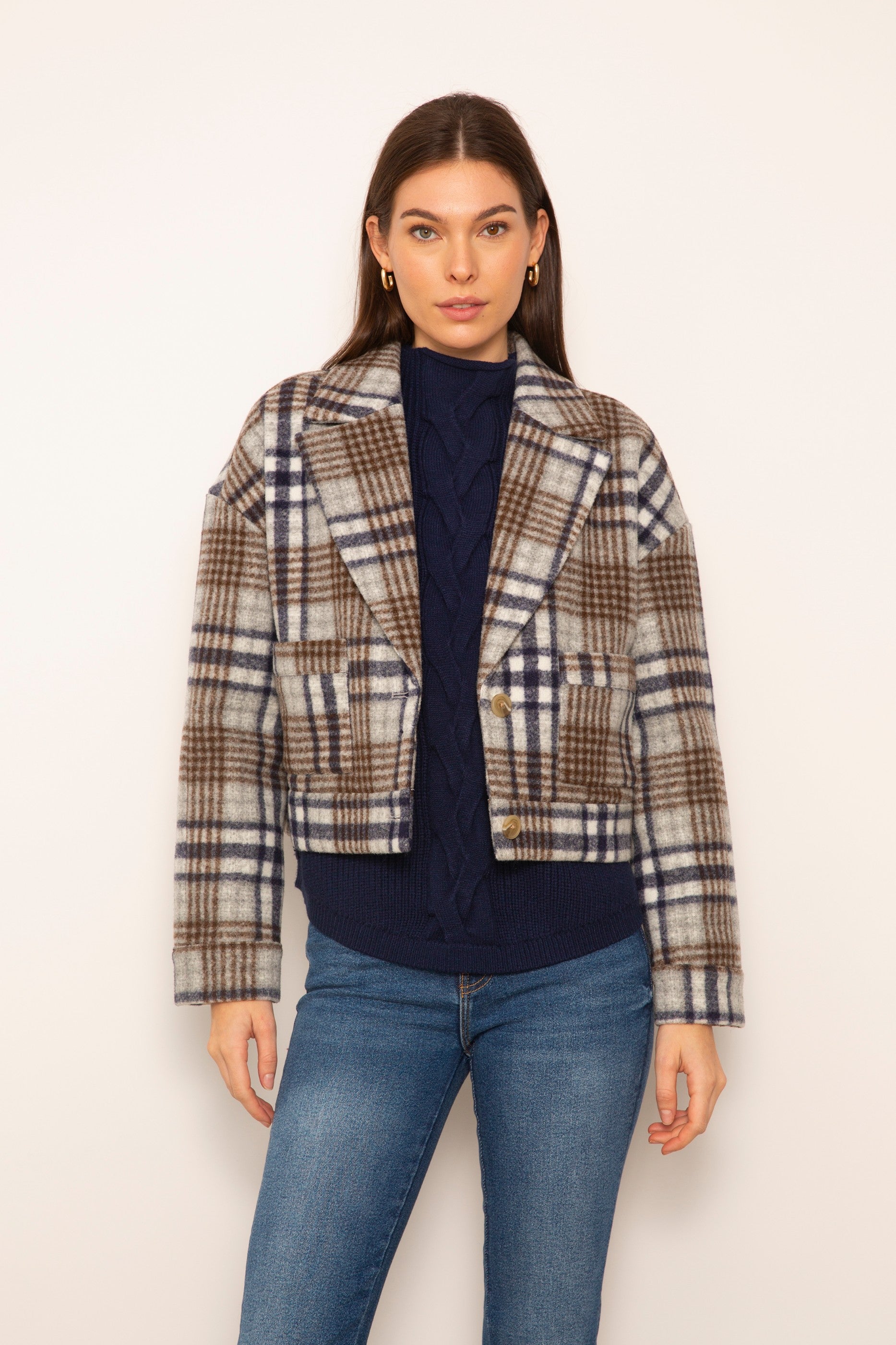 Flora Cropped Plaid Jacket