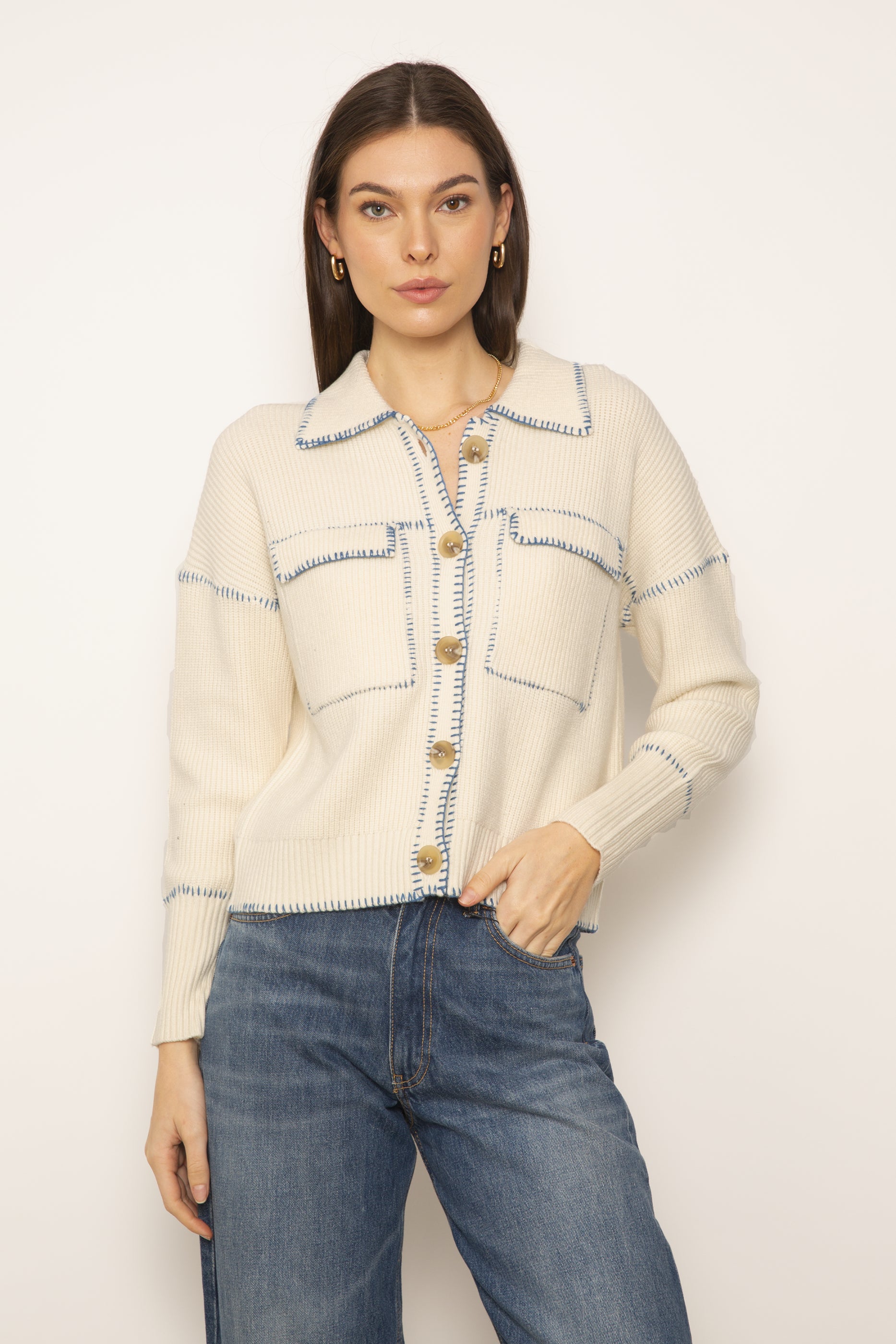 Casey Whipstitch Polo Sweater