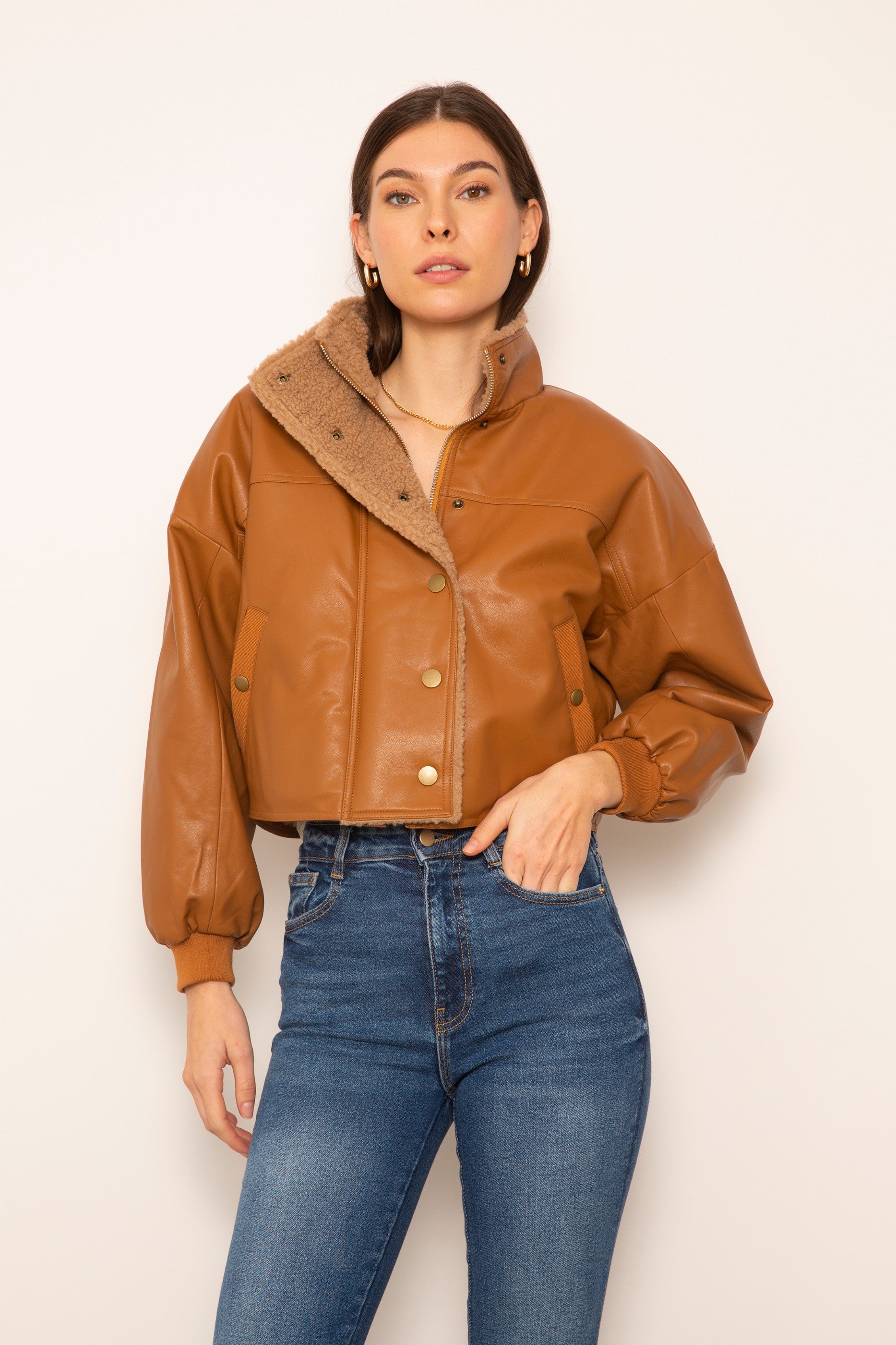 Flora Cropped Leather Jacket