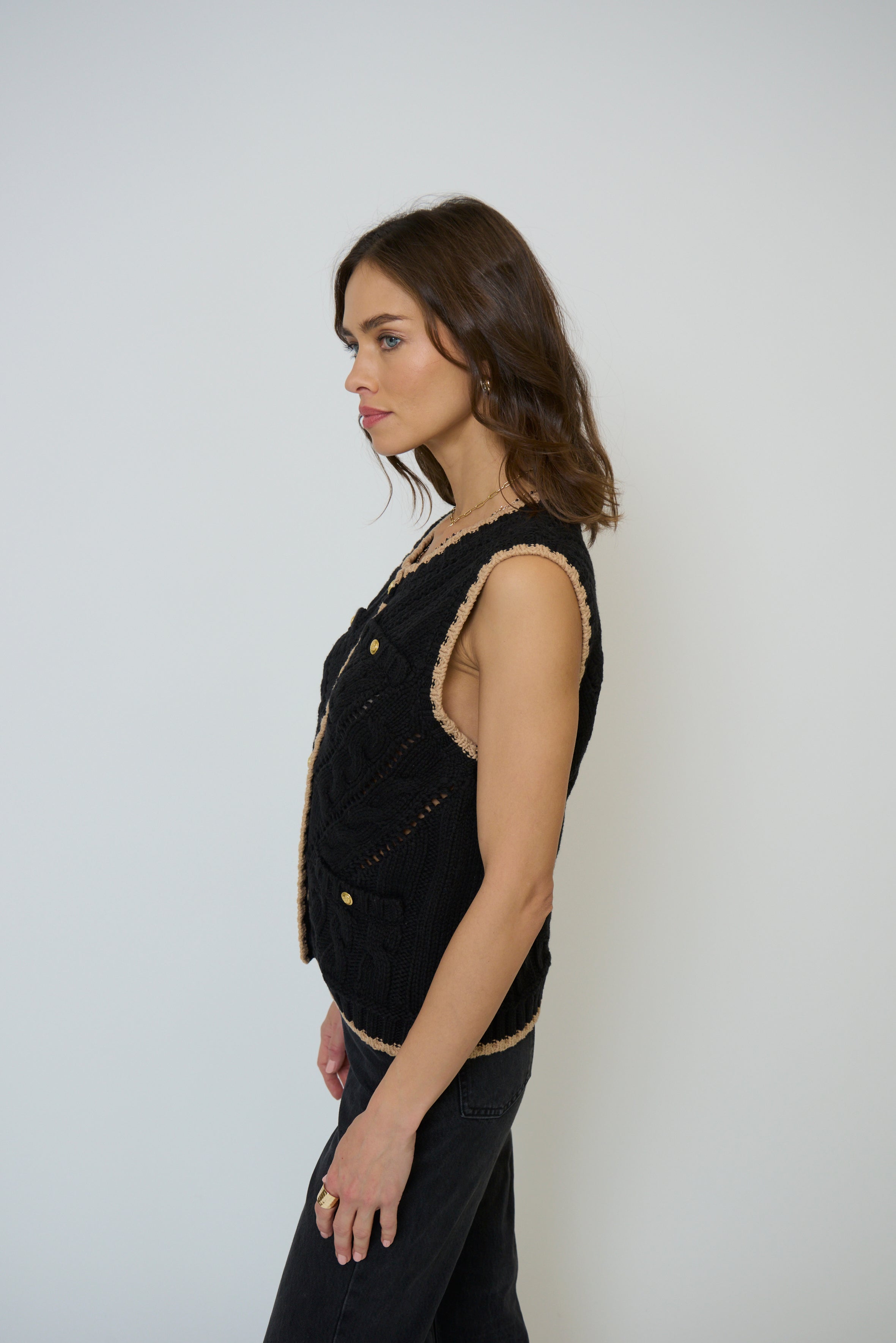 Brooke Pointelle Cable Vest