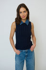 Dash Denim Collared Shell