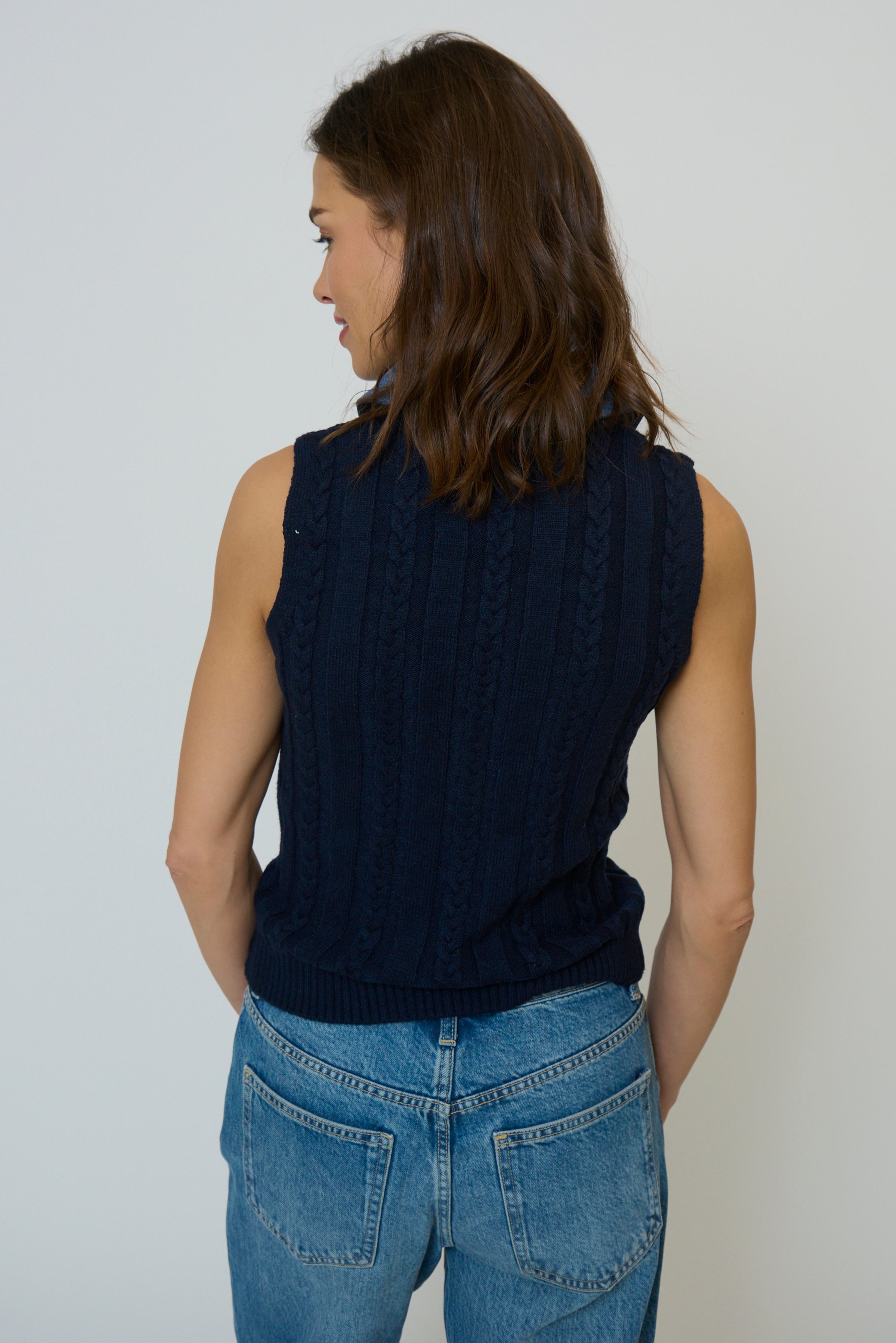 Dash Denim Collared Shell