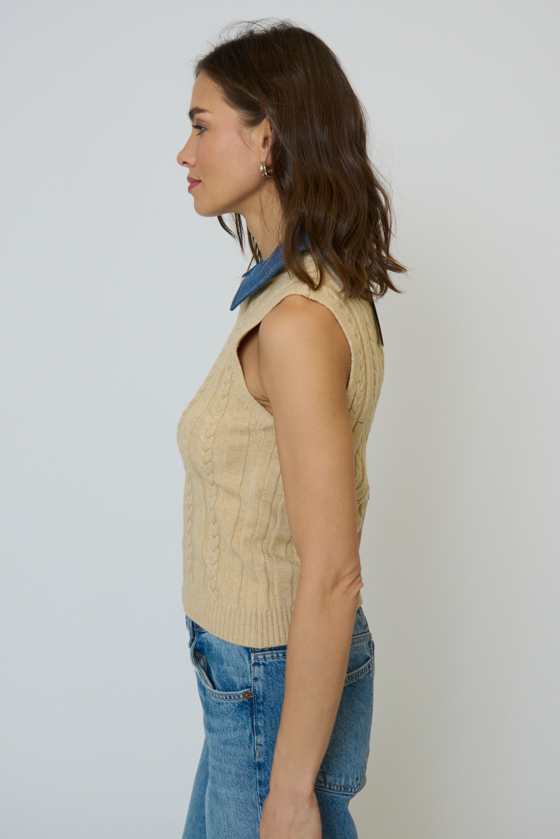 Dash Denim Collared Shell