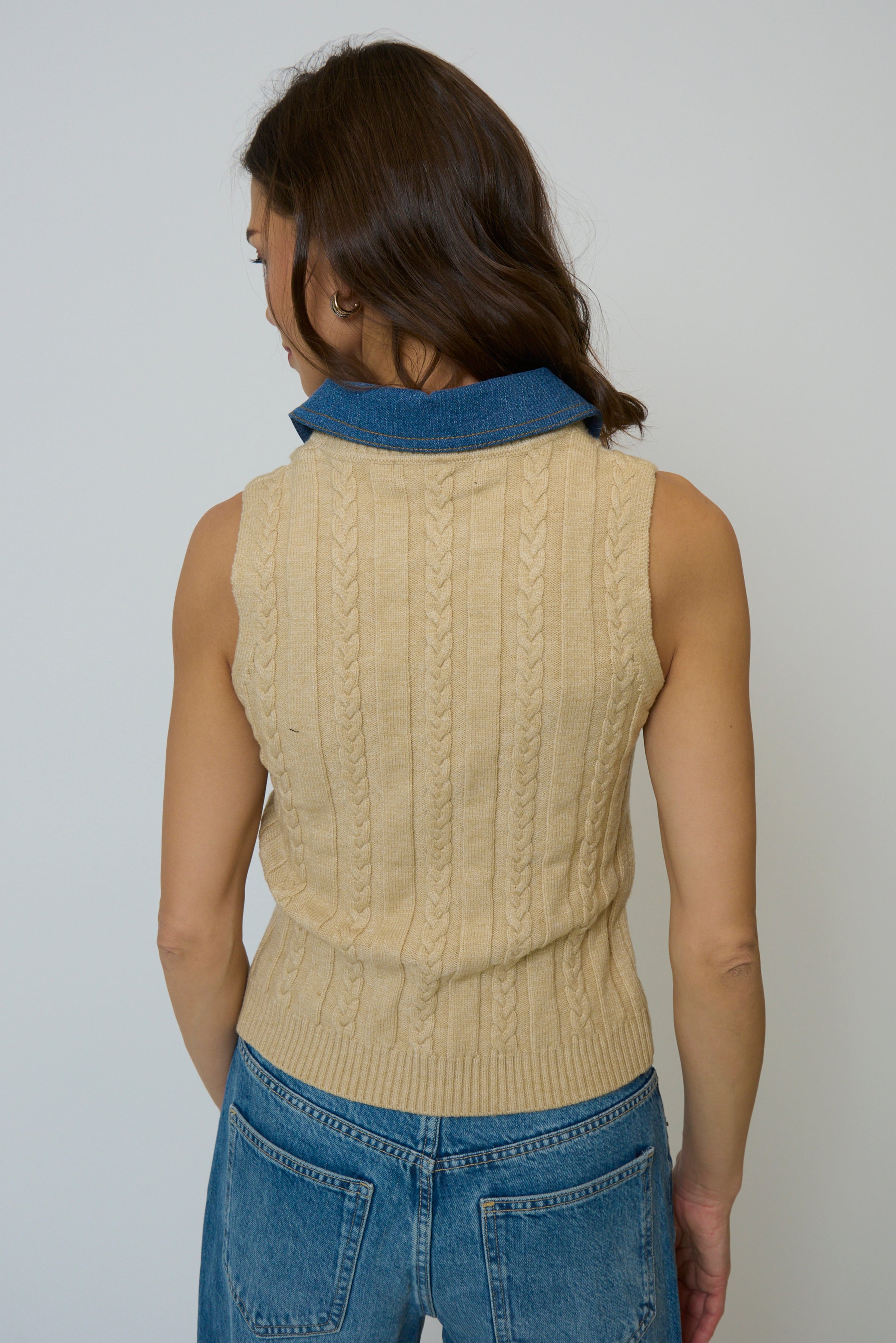 Dash Denim Collared Shell