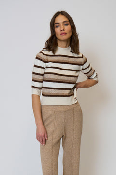 Ash Striped Half Sleeve Crew