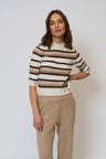 Ash Striped Half Sleeve Crew