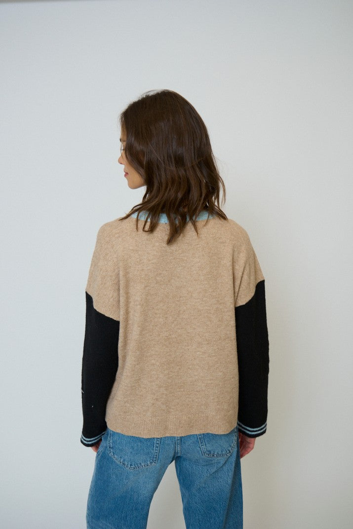 Ash Color Blocked Crewneck