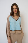Ash Color Blocked V Neck