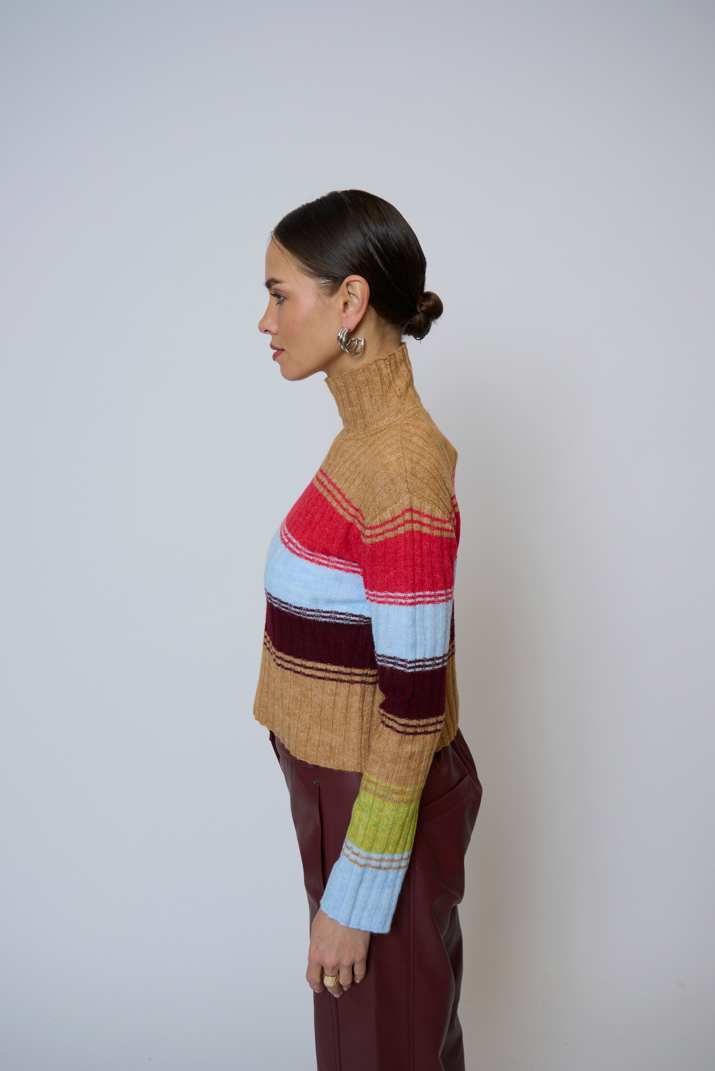 Marley Ribbed Gradient Stripe T-Neck