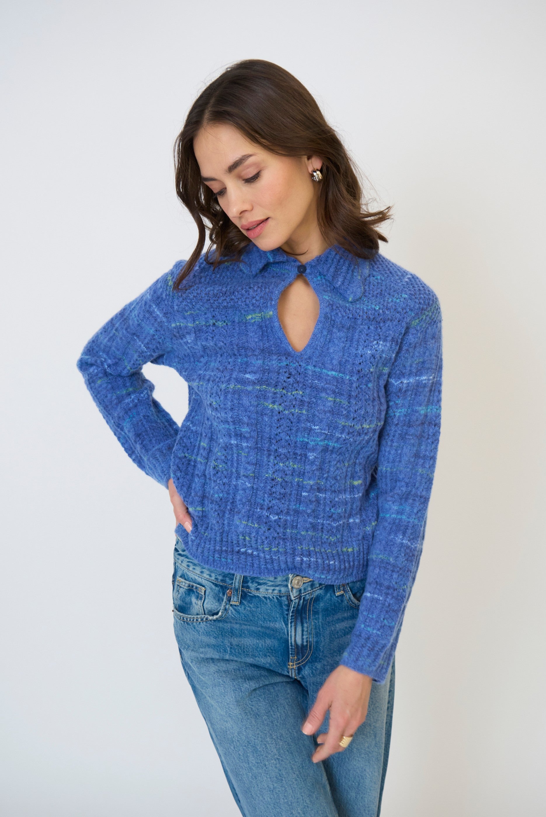 Rayna Spacedye Open Stitch Yoke Sweater