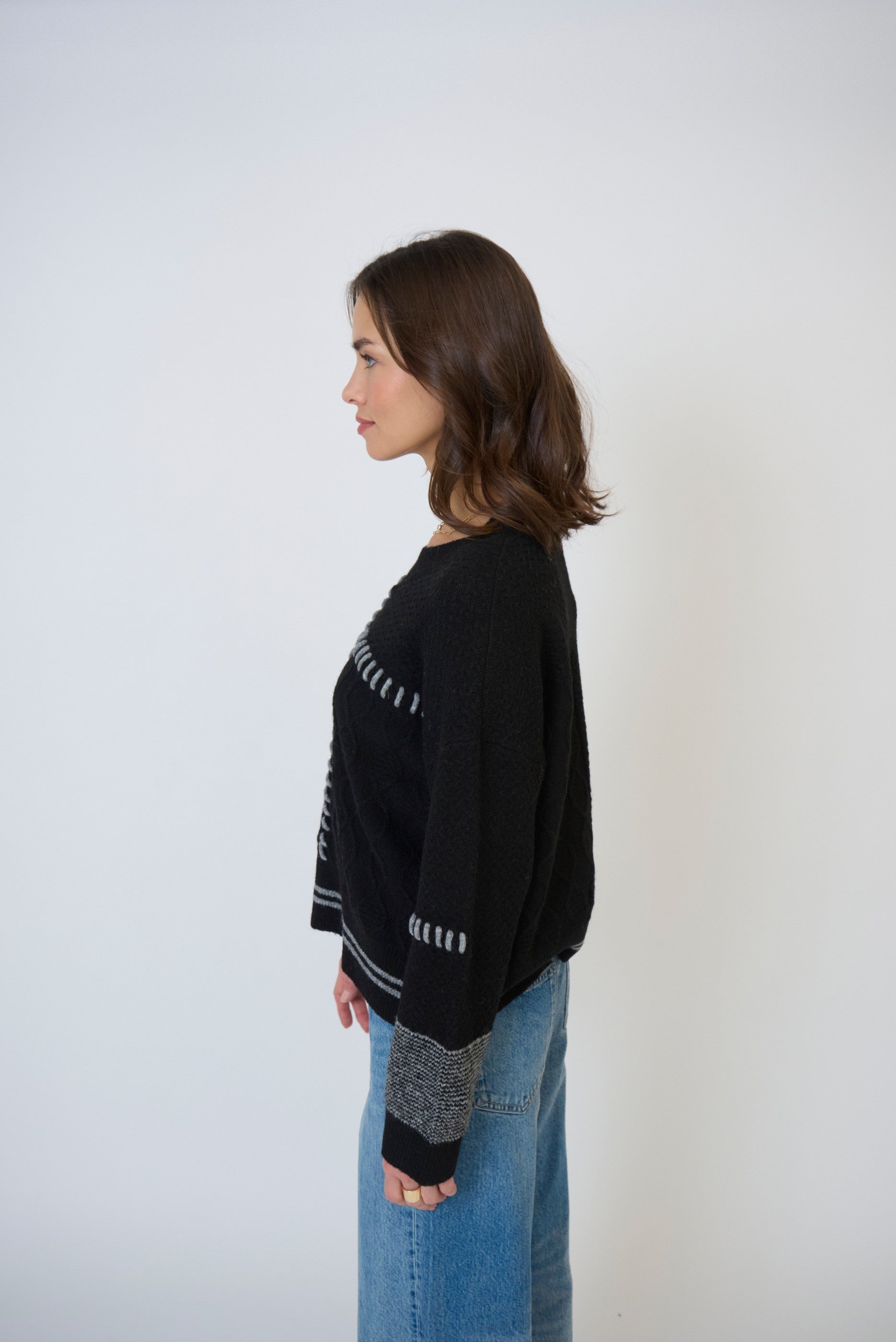 Patchwork Cropped Sweater