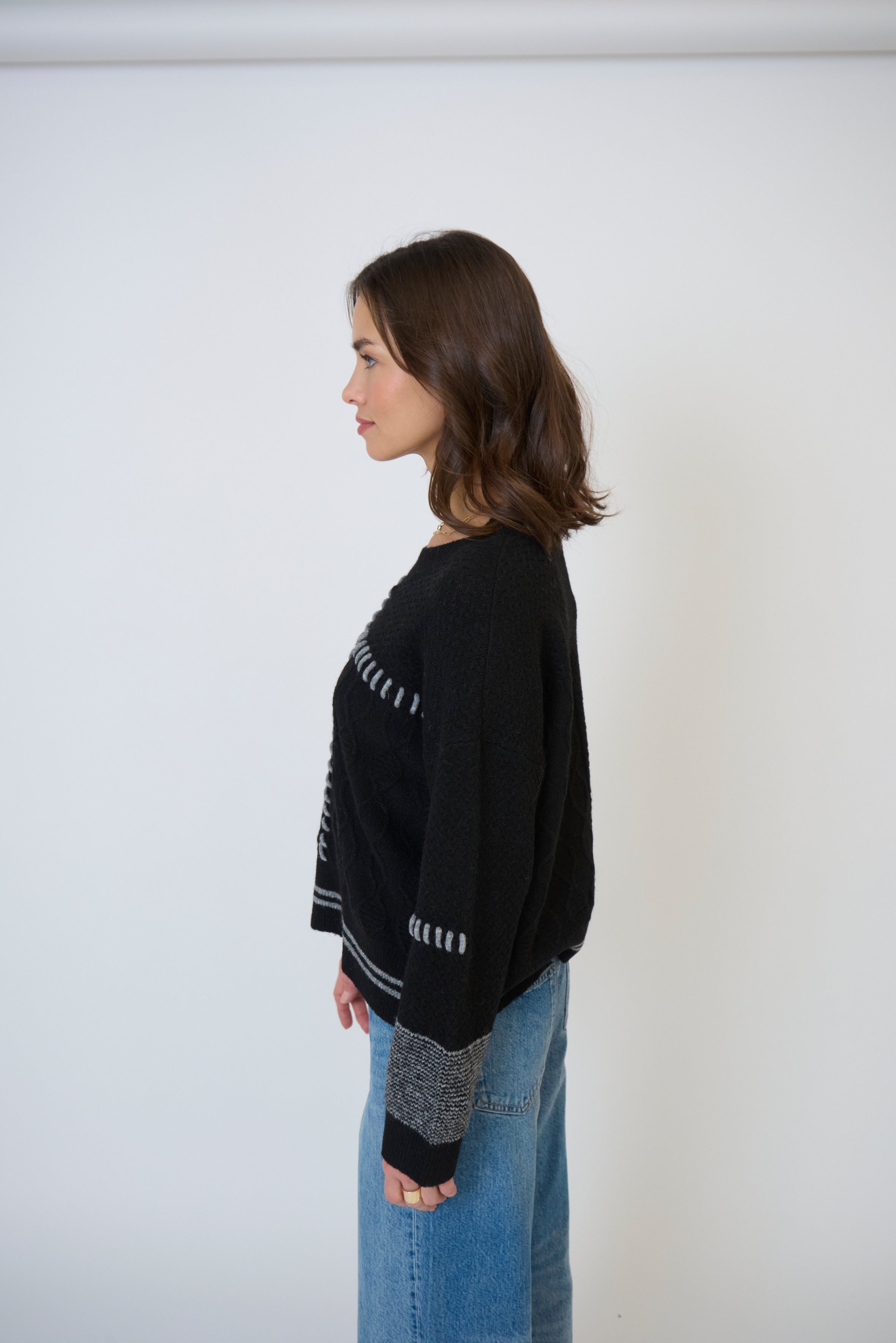 Patchwork Cropped Sweater