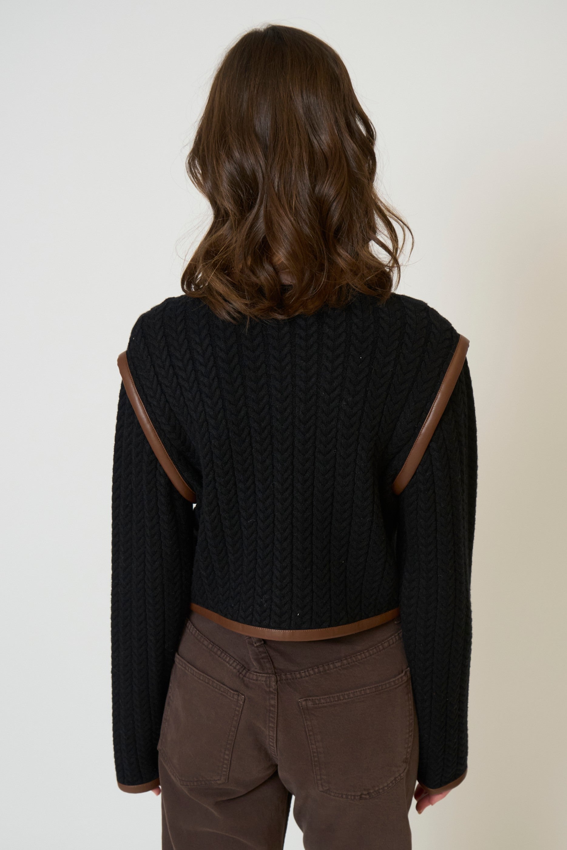 Atlas Leather Trim Cable Cardi