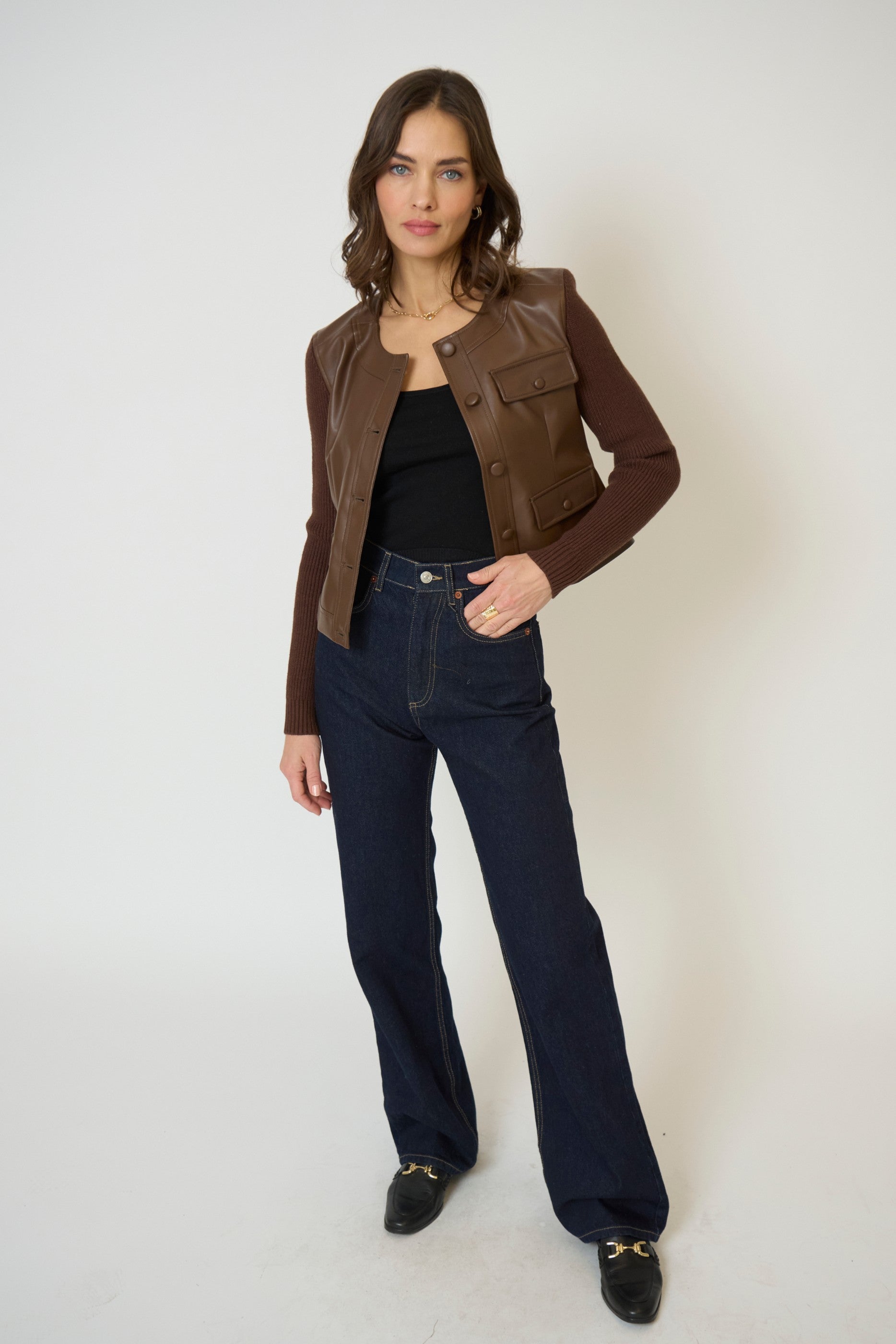 Astrid Vegan Leather Mixed Media Jacket