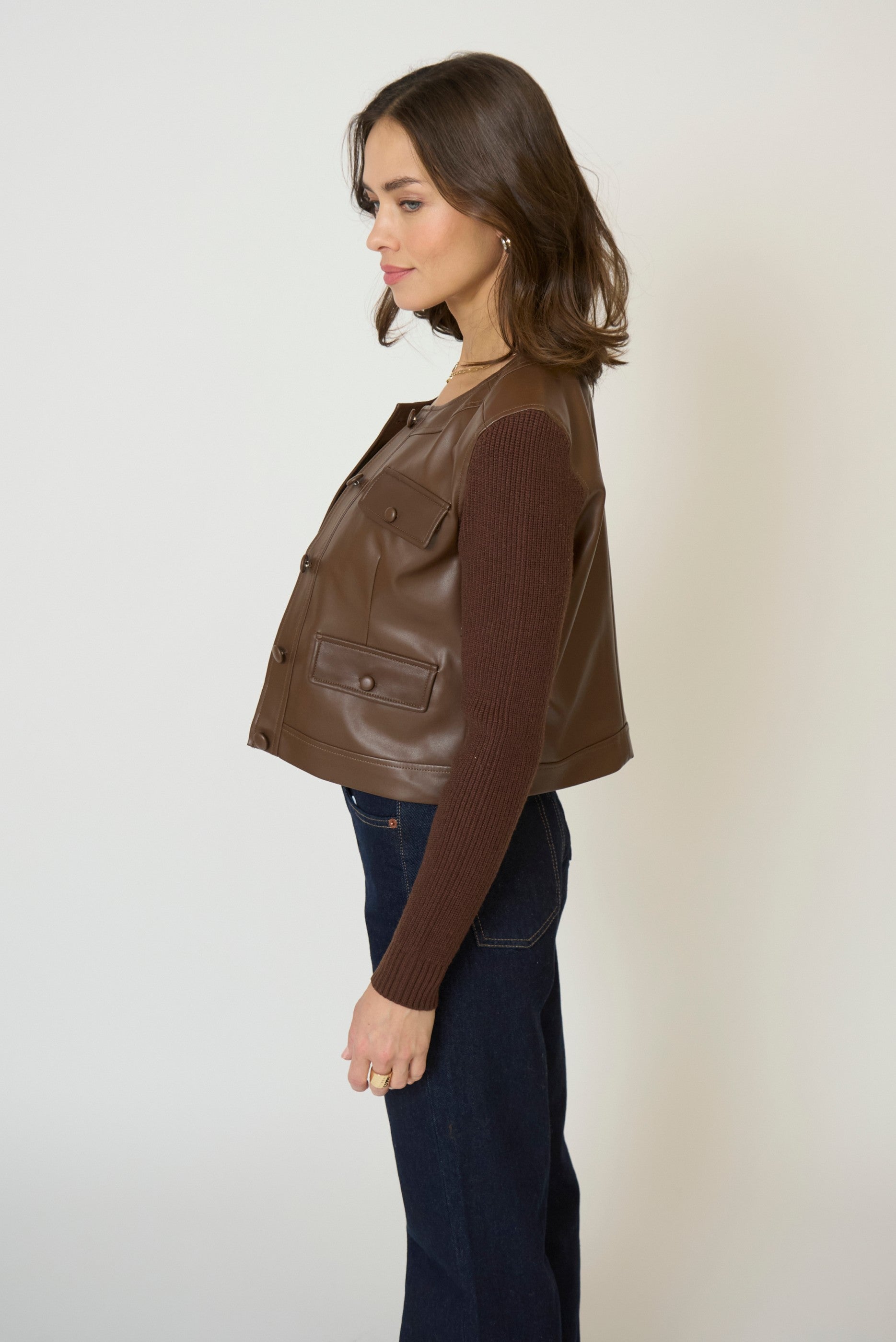 Astrid Vegan Leather Mixed Media Jacket