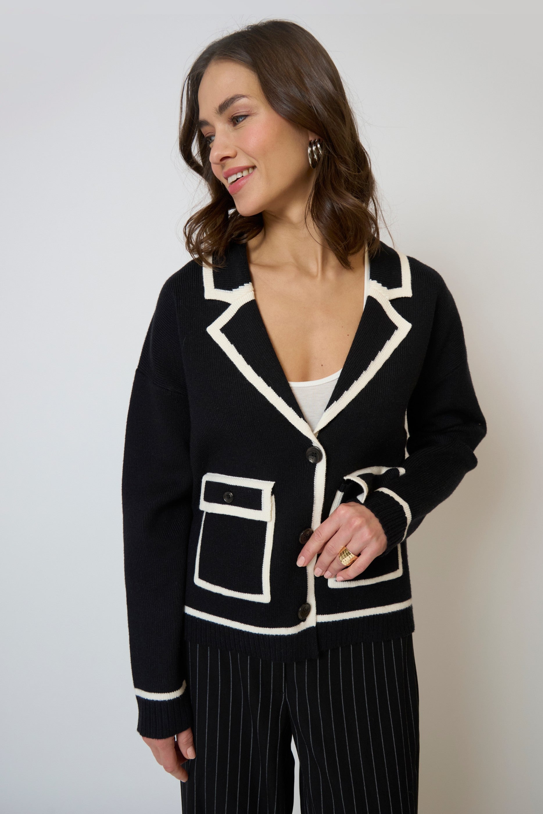 Astrid Piped Sweater Jacket