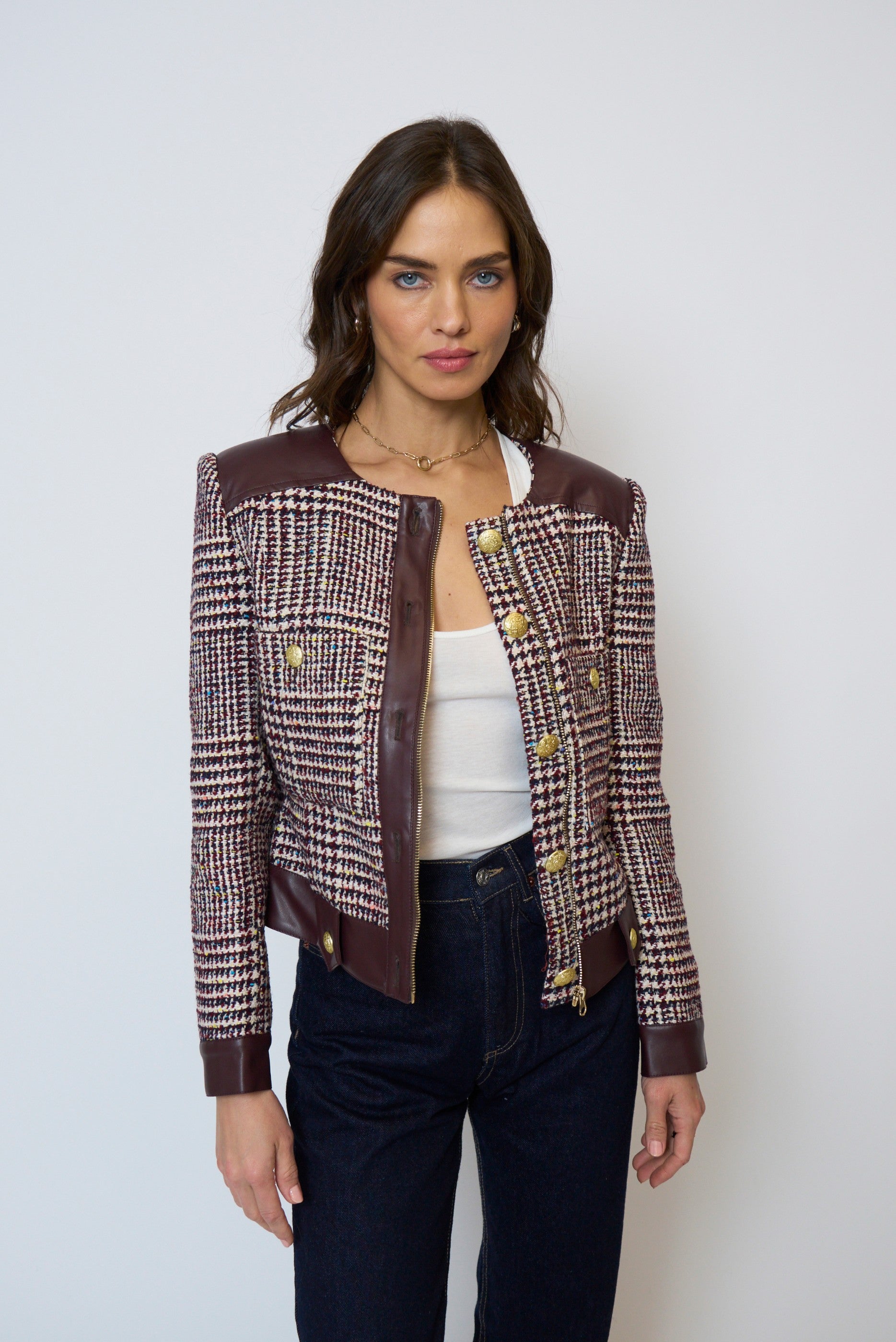Billie Houndstooth Combo Jacket
