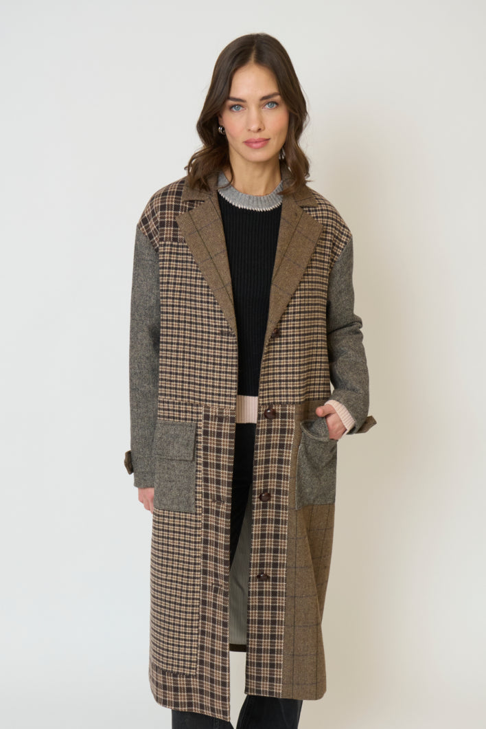Raven Patchwork Long Coat