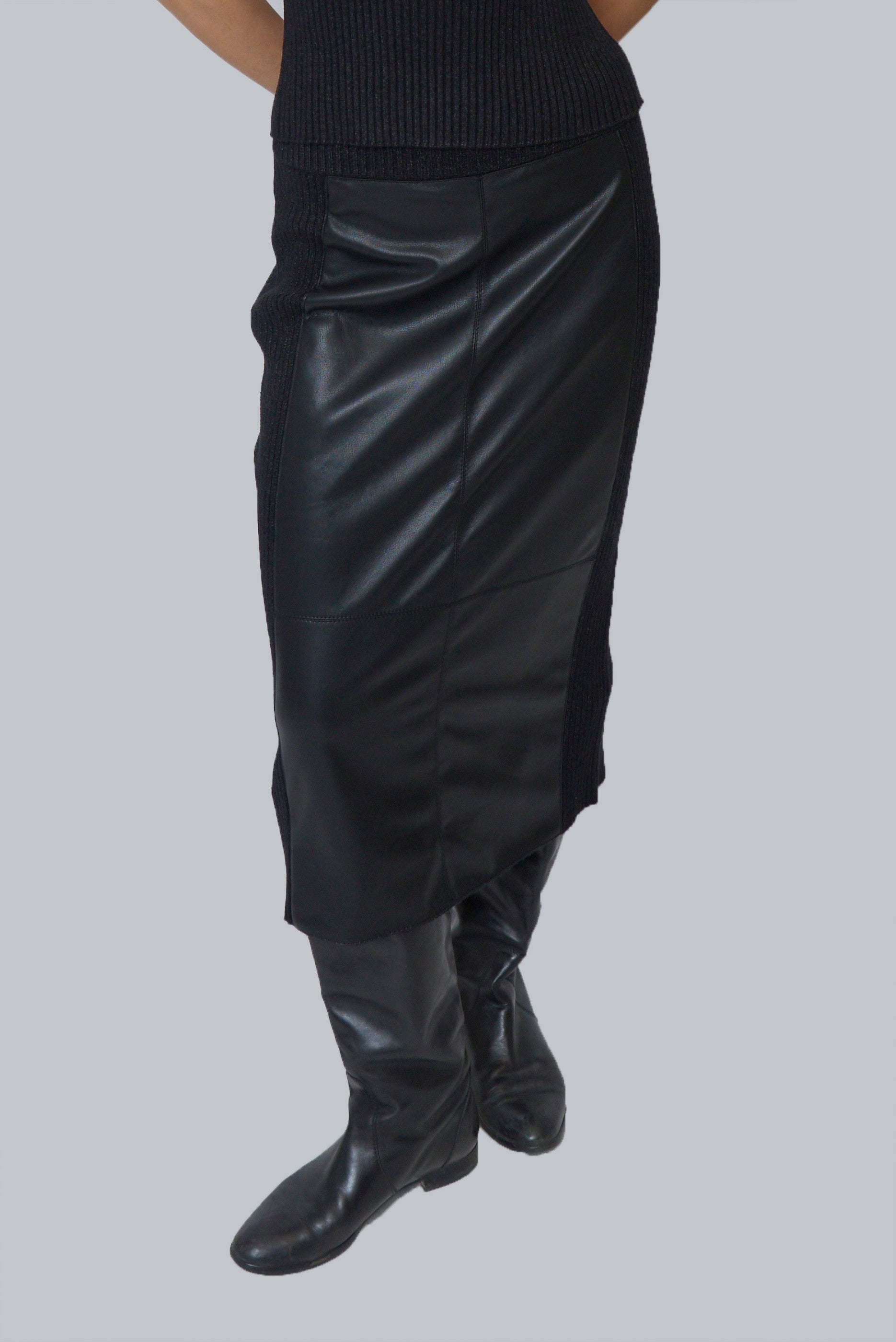 Milan Vegan Leather Combo Skirt
