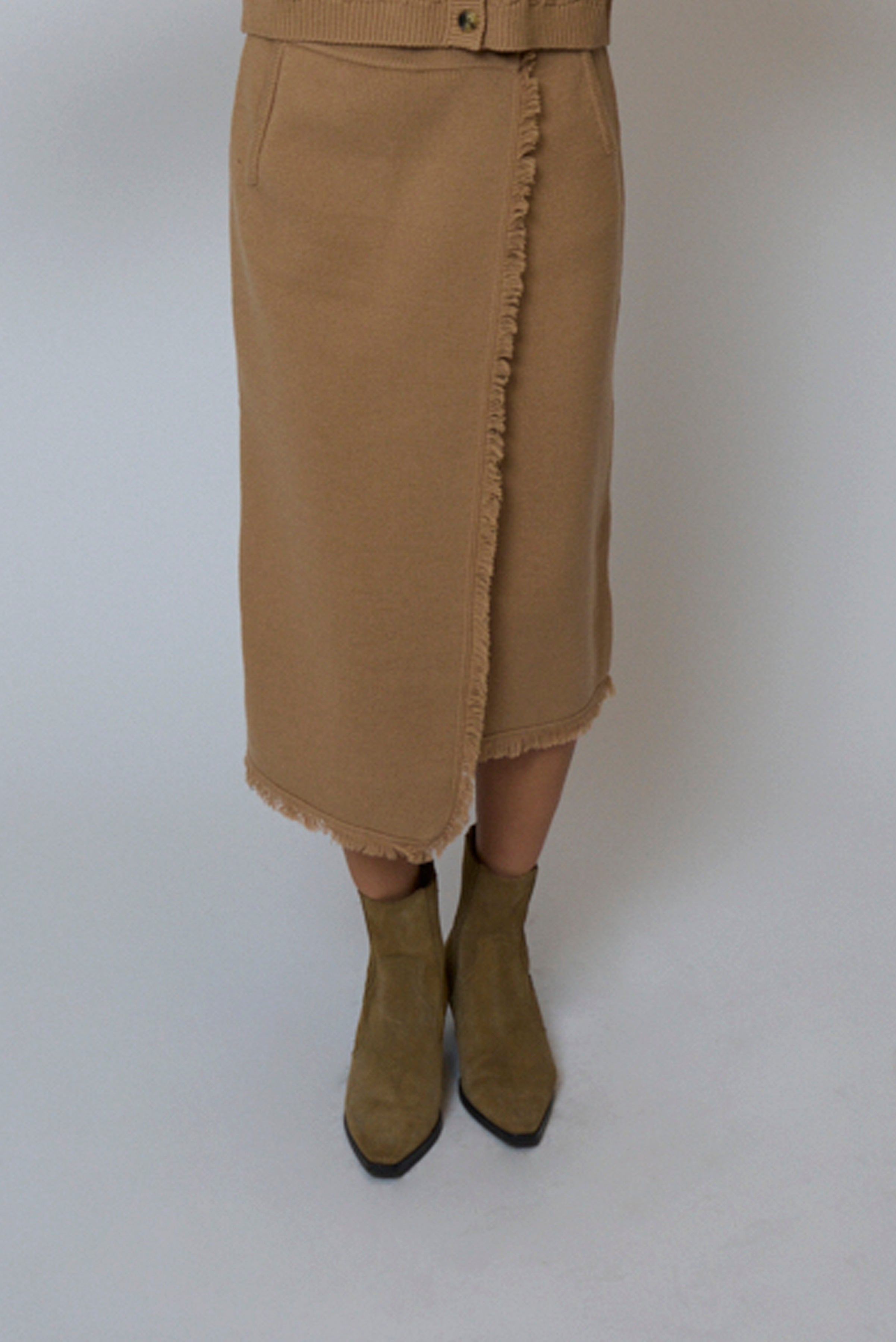 Elyse Fringe Assymetrical Midi Skirt