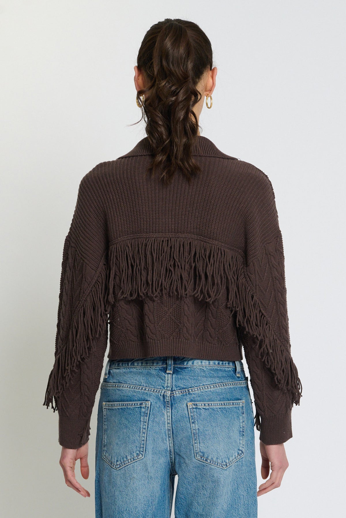 Phoebe Cable Fringe Sweater Cardigan