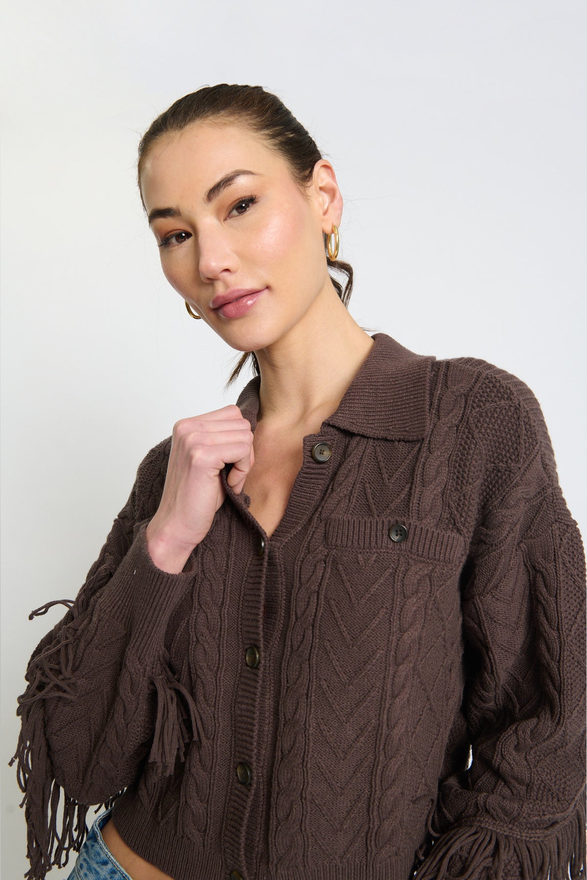 Phoebe Cable Fringe Sweater Cardigan