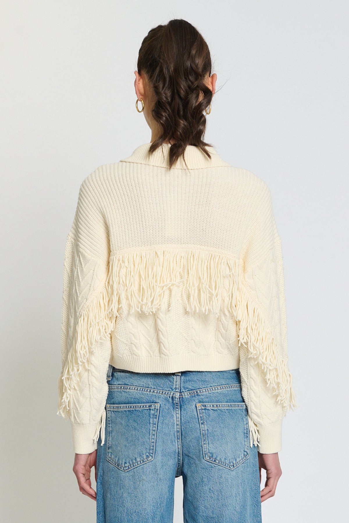 Phoebe Cable Fringe Sweater Cardigan