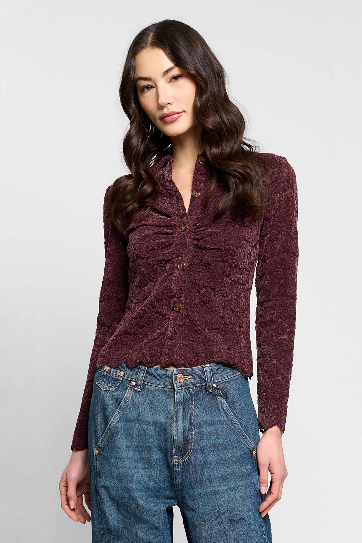 Tessa Stretch Lace Buttondown