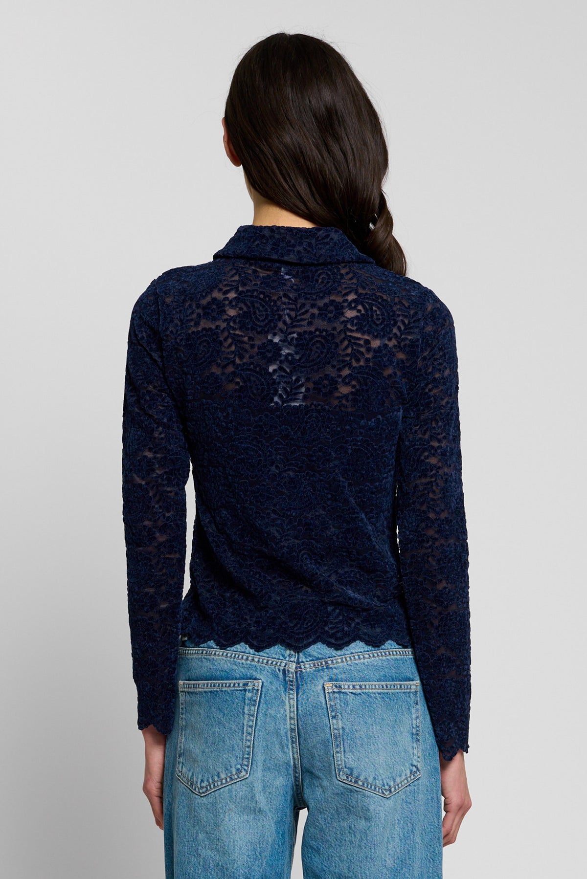 Tessa Stretch Lace Buttondown