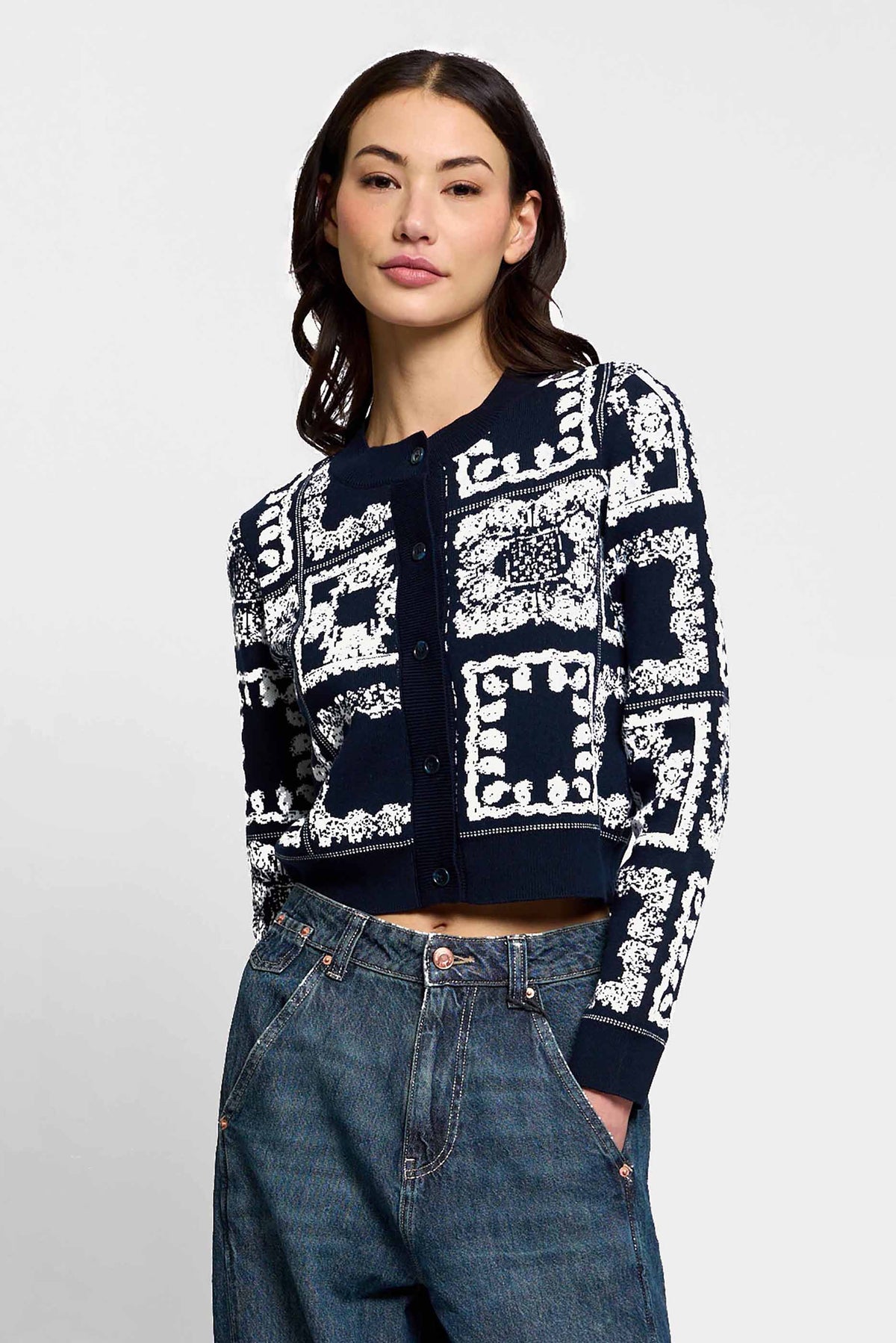 Wren Bandana Printed Crew Cardigan