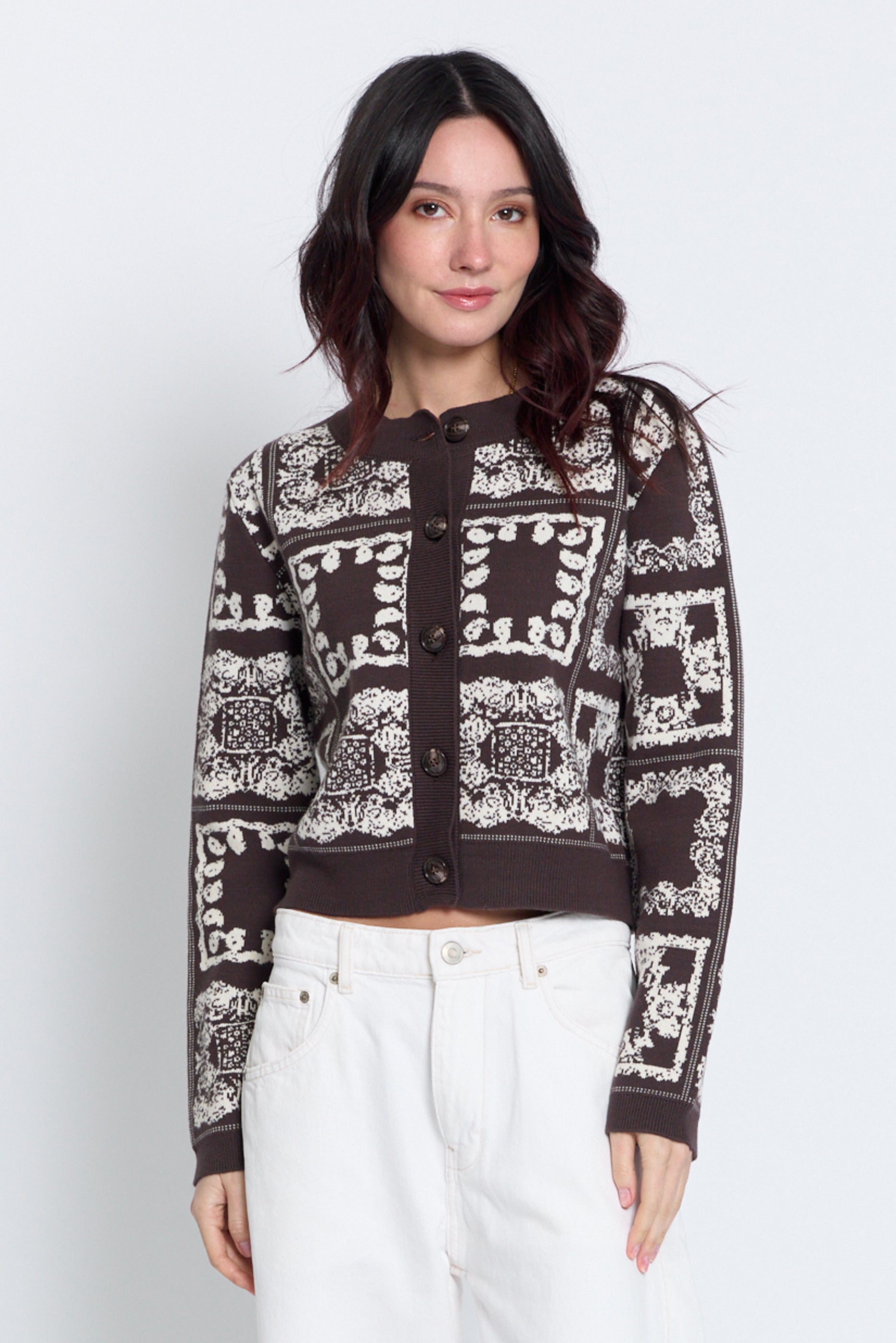 Wren Bandana Printed Crew Cardigan