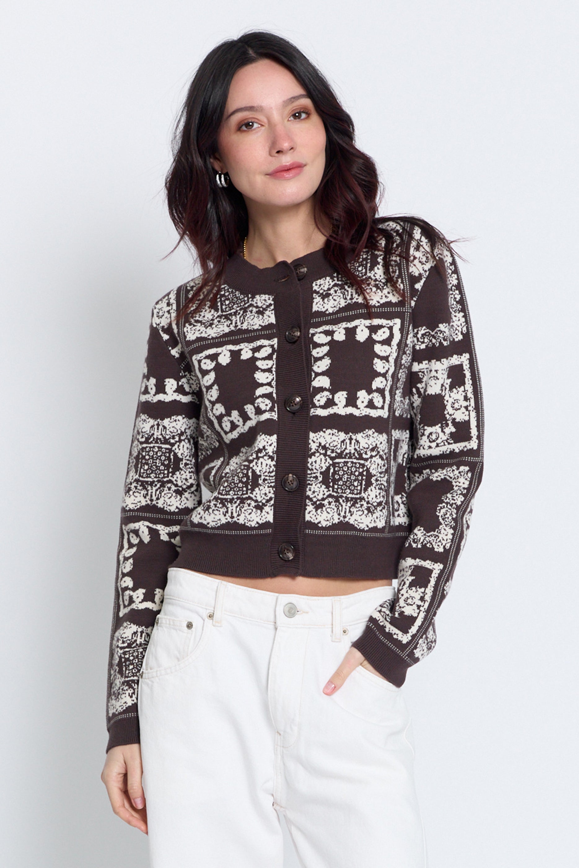 Wren Bandana Printed Crew Cardigan