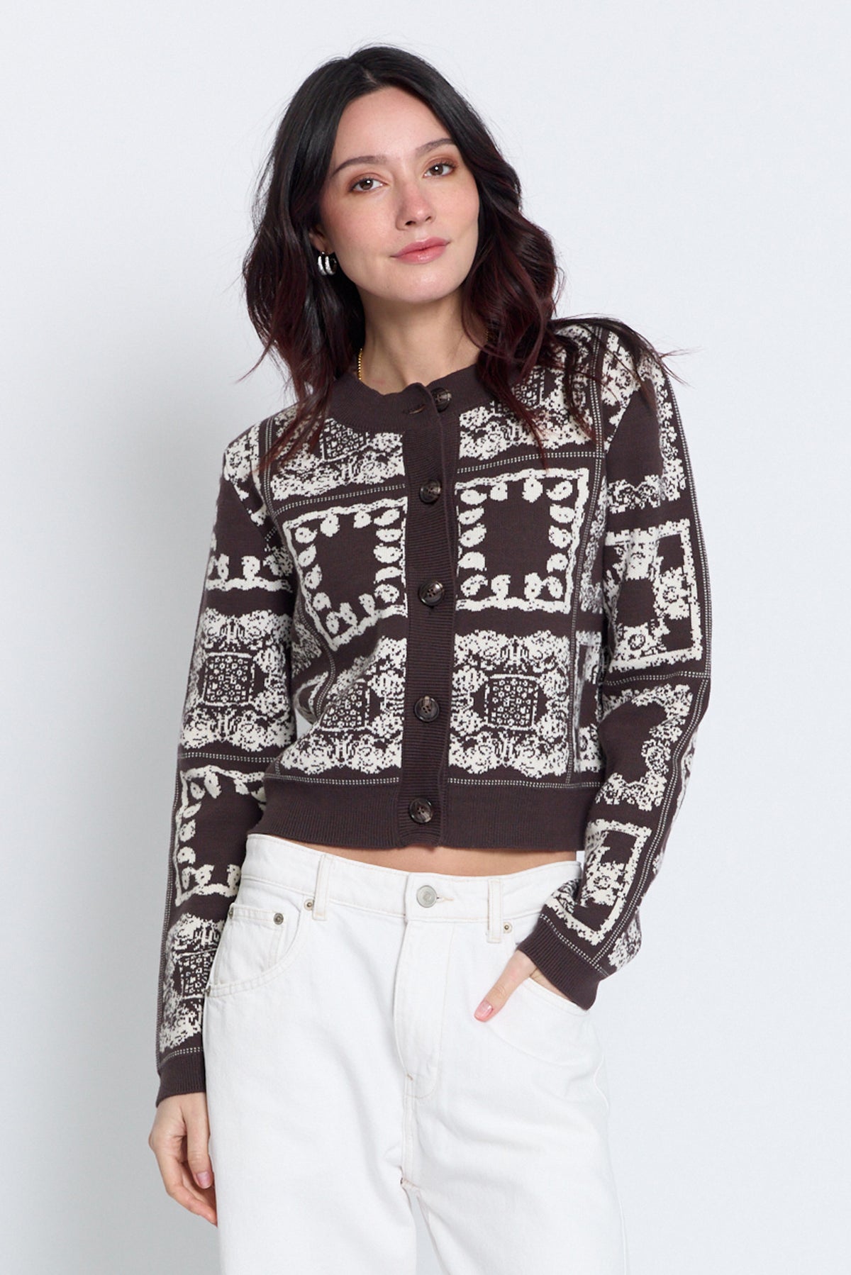 Wren Bandana Printed Crew Cardigan